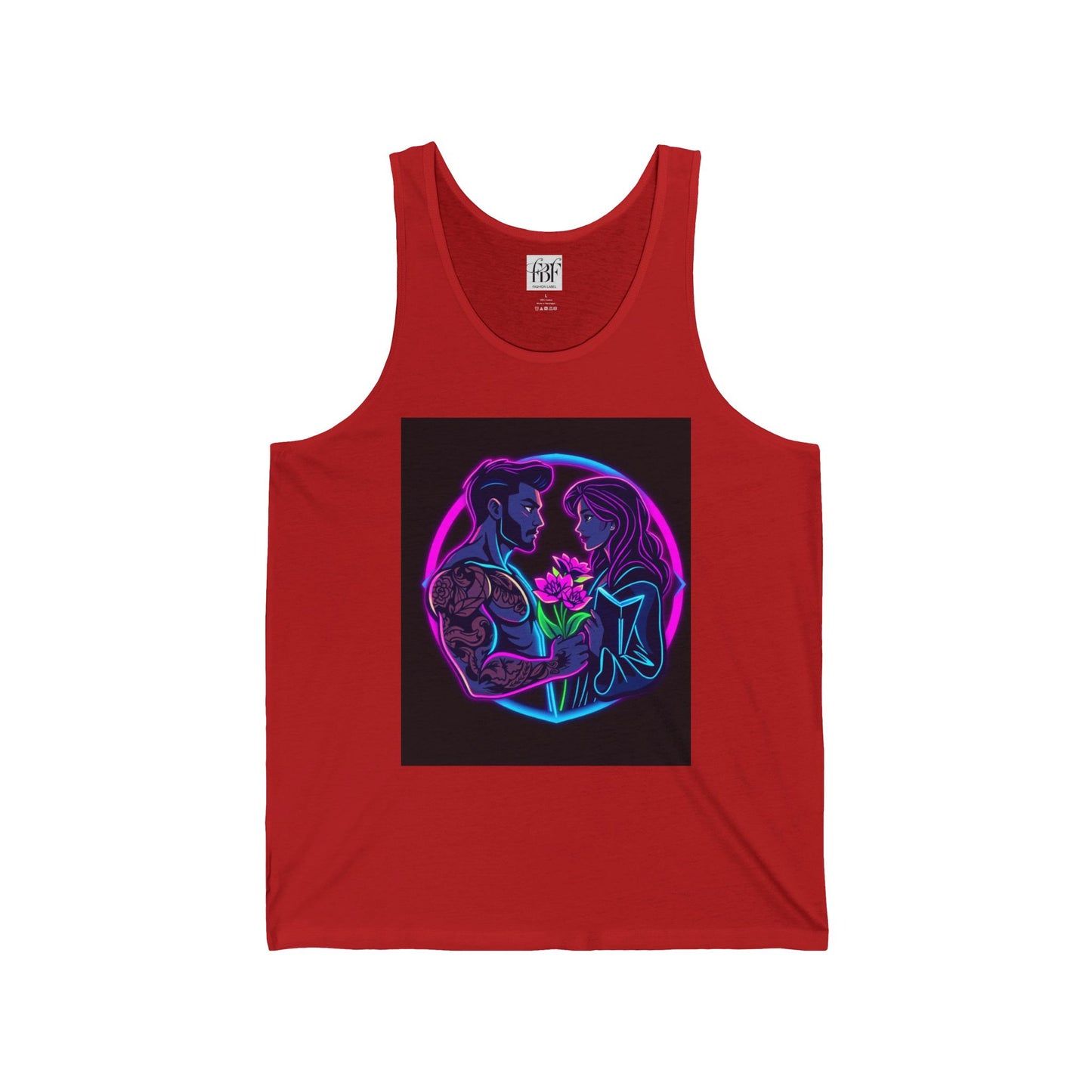 Couples Embrace Jersey Tank - Romantic Floral Design