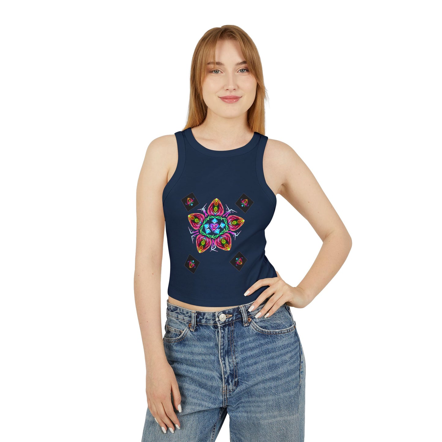Colorful Graphic Racer Tank Top, Vibrant Summer Top, Festival Apparel, Boho Chic, Casual Wear, Perfect for Concerts, Gift Idea