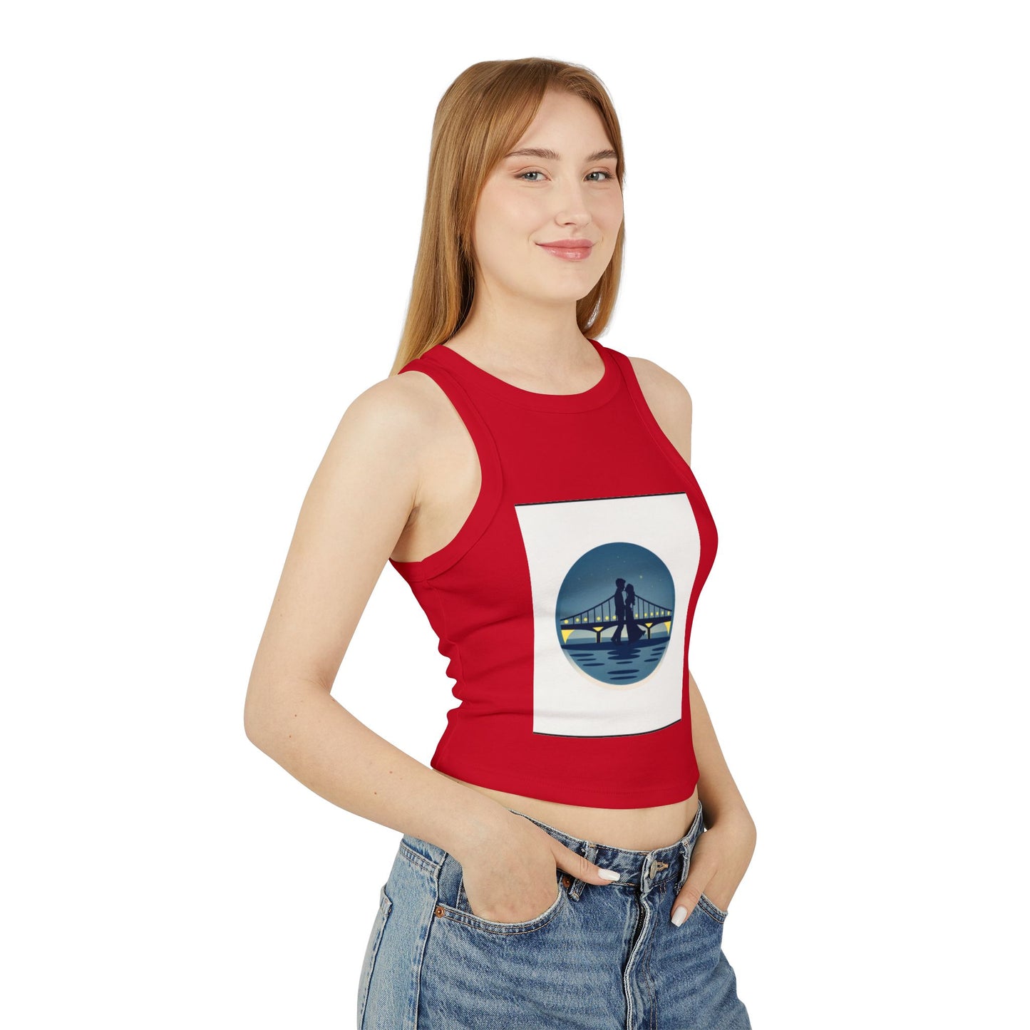 Cozy Women's Micro Rib Racer Tank Top with Bridge Design