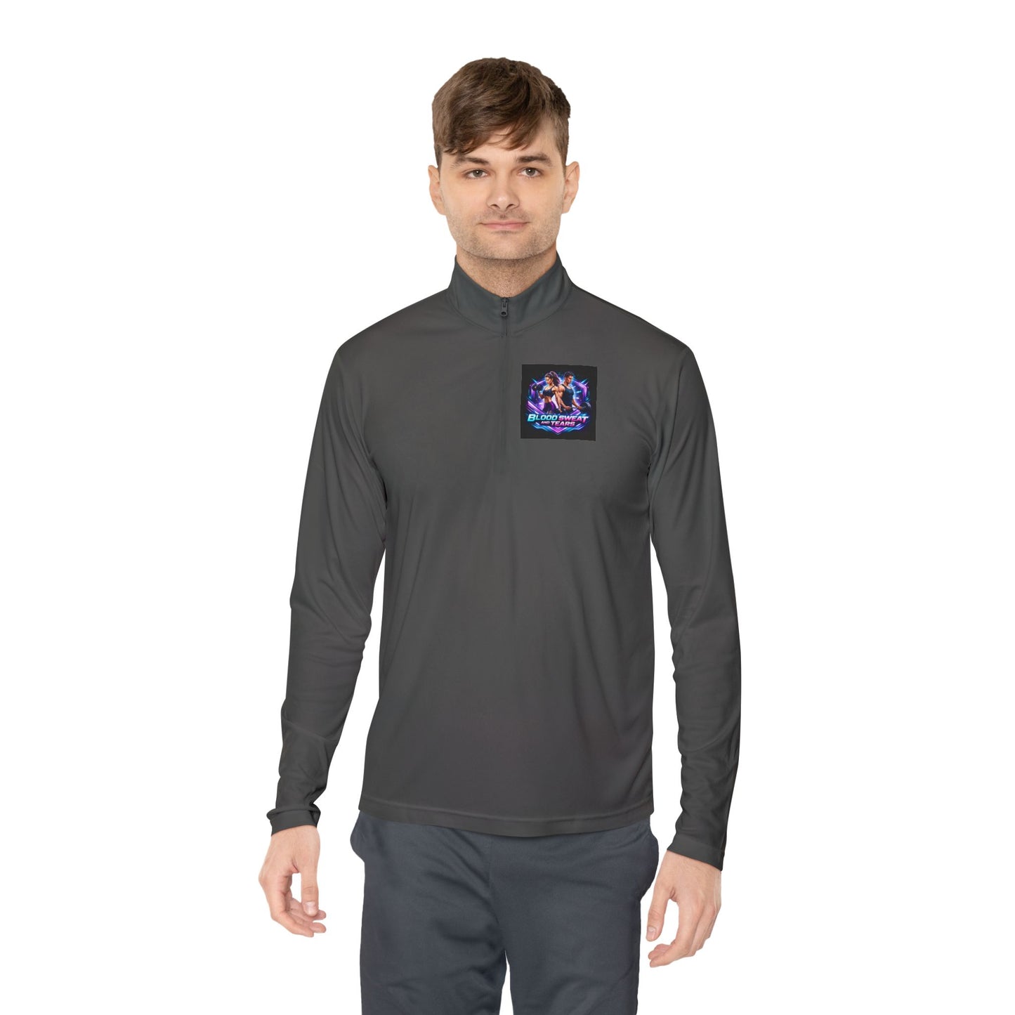 Quarter-Zip Pullover — Retro Neon Graphic with "Forever Fashion" Logo