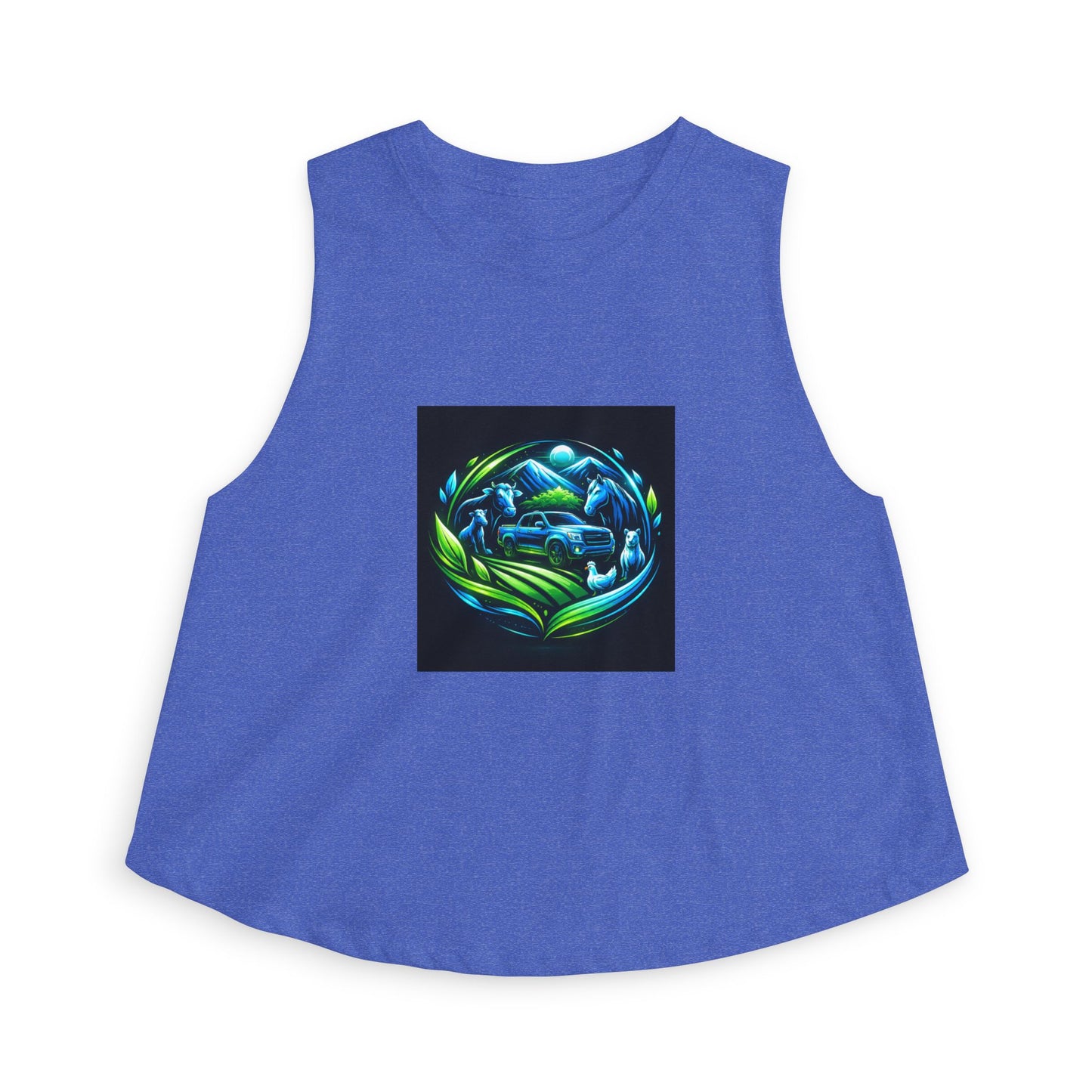 Crop Top — Blue Green Ocean Turtle Art