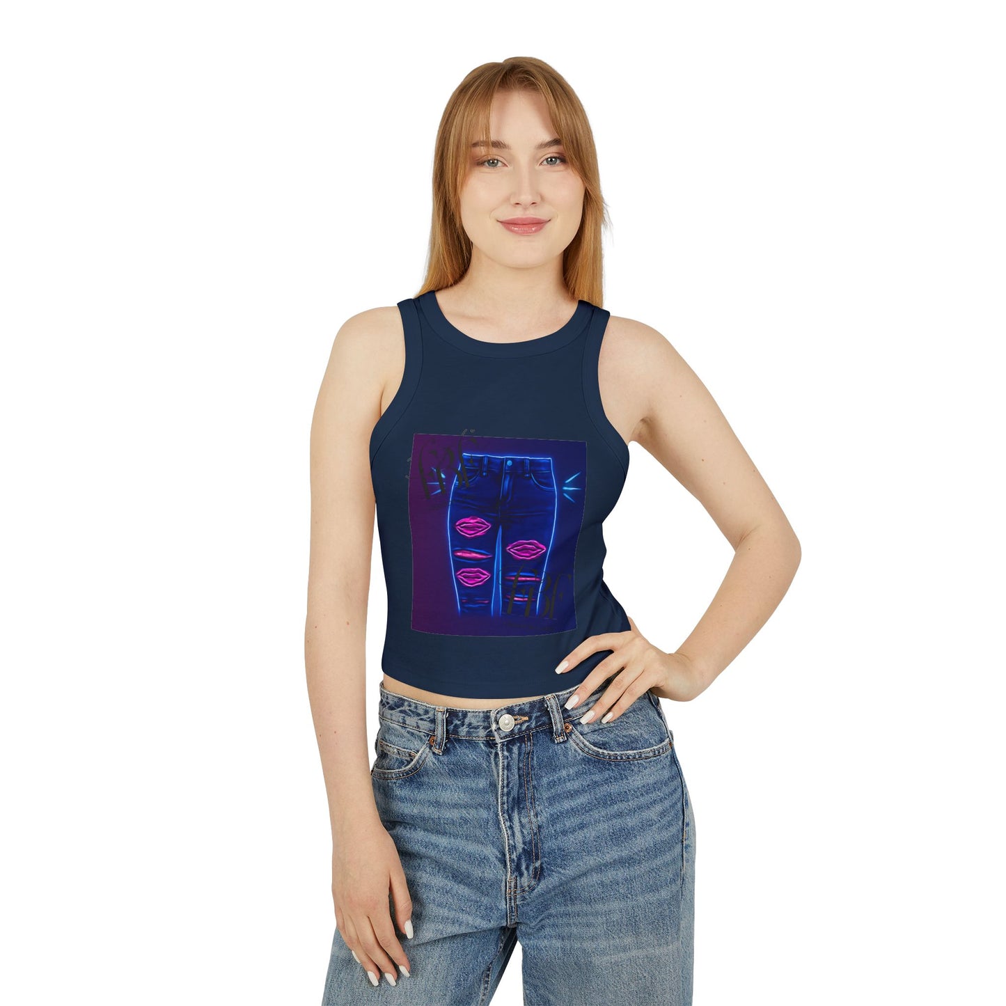 Chic Graphic Racer Tank Top, Casual Wear, Summer Essential, Trendy Apparel, Street Style, Festival Outfit