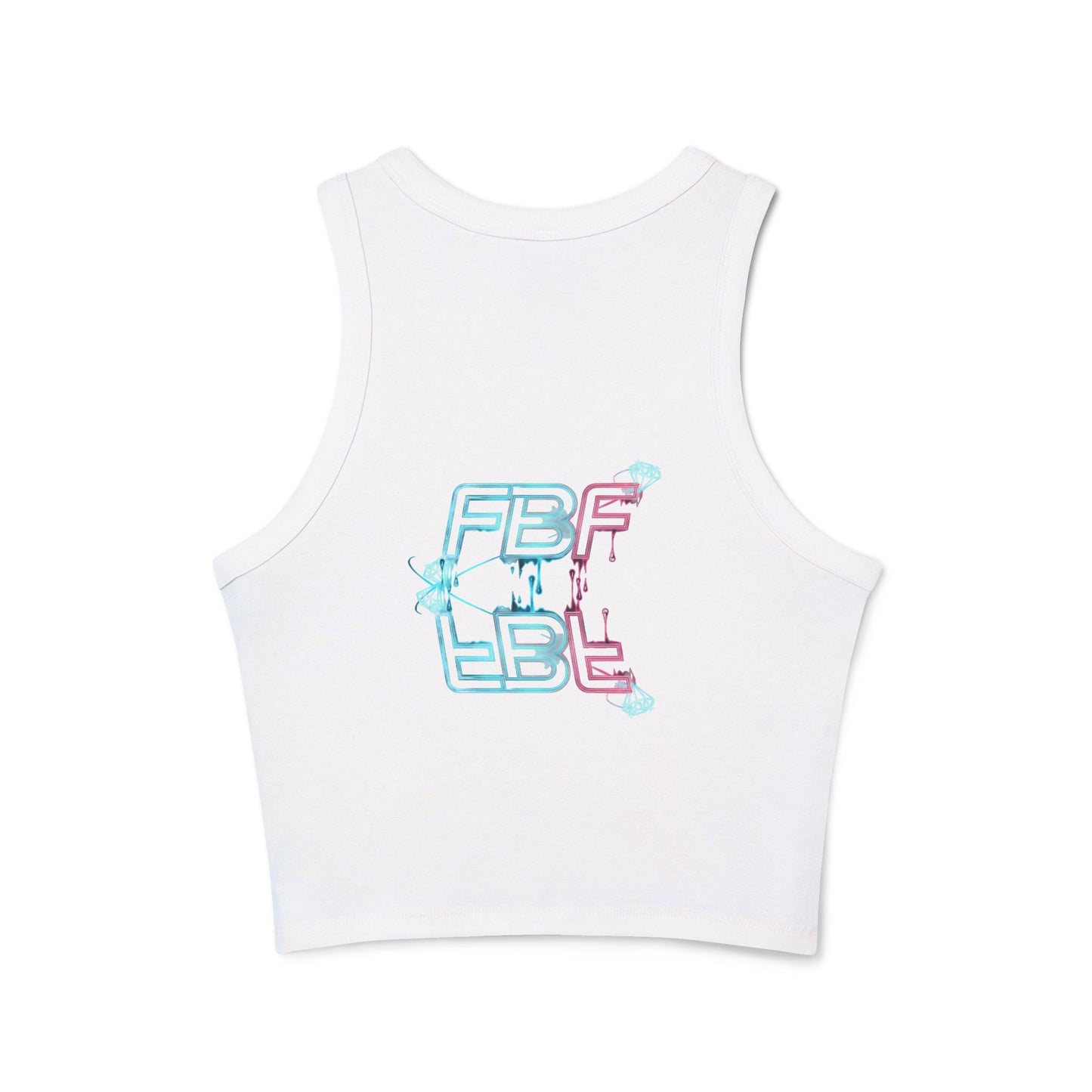 Racer Tank Top — Pastel Drip 'FBF' Bubble Graphic