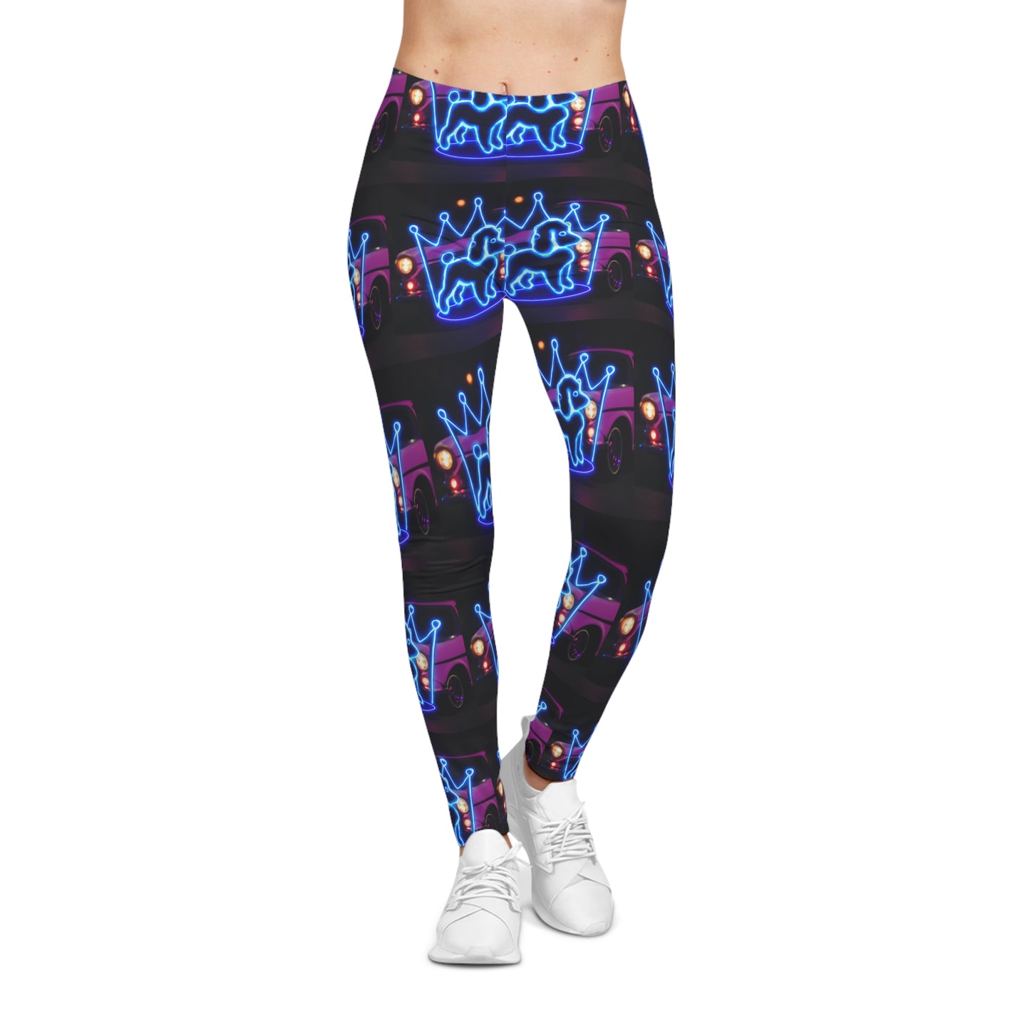 Neon Crown Women's Casual Leggings, Vibrant AOP Activewear, Stylish Jogging Pants, Gift for Her, Festival Clothing, Everyday Comfort