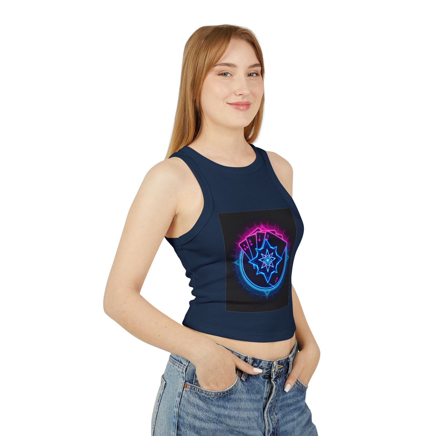Women's Micro Rib Racer Tank Top - Feminine Energy & Cosmic Vibes, Summer Top, Festival Wear, Workout Gear, Gift for Her, [...]