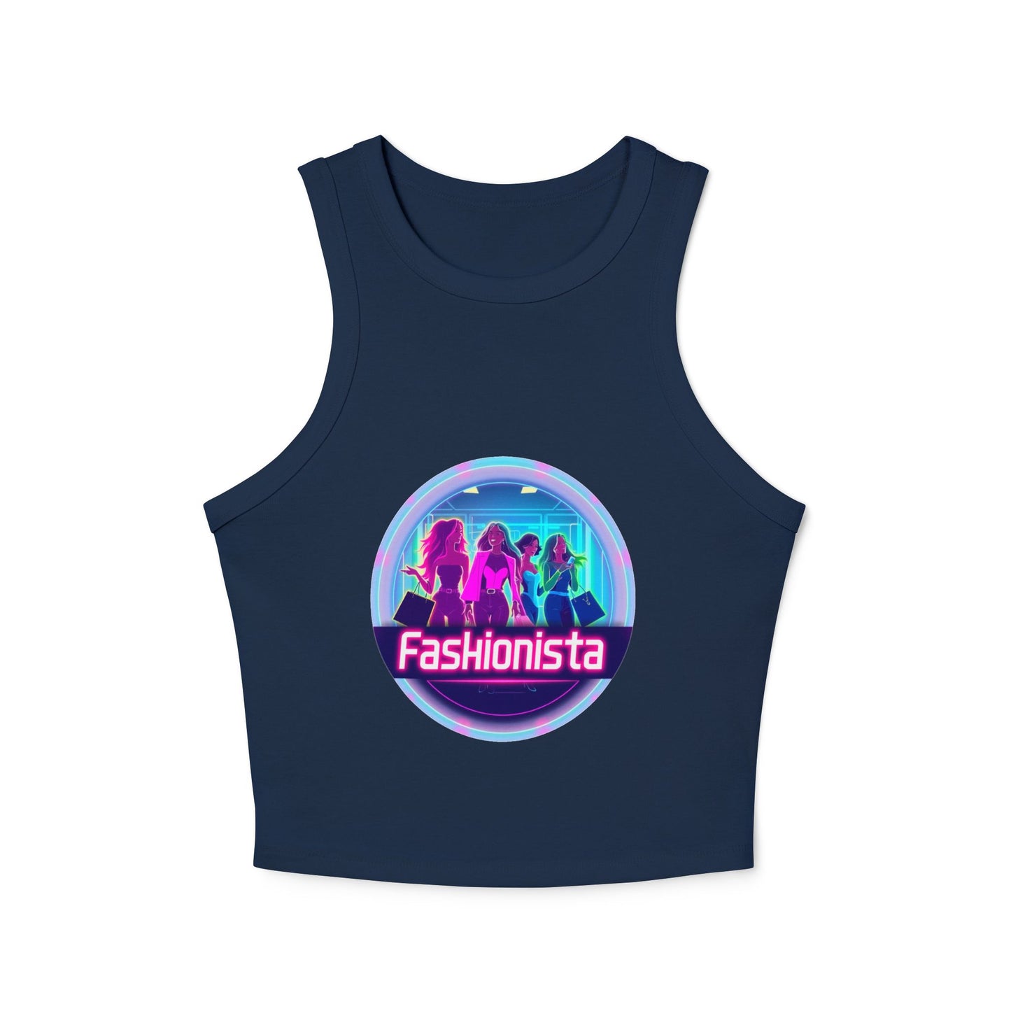 Trendy Women’s Racer Tank Top - Fashionista & Future Design, Stylish Summer Wear, Casual Fit, Festival Outfit, Gift for Her