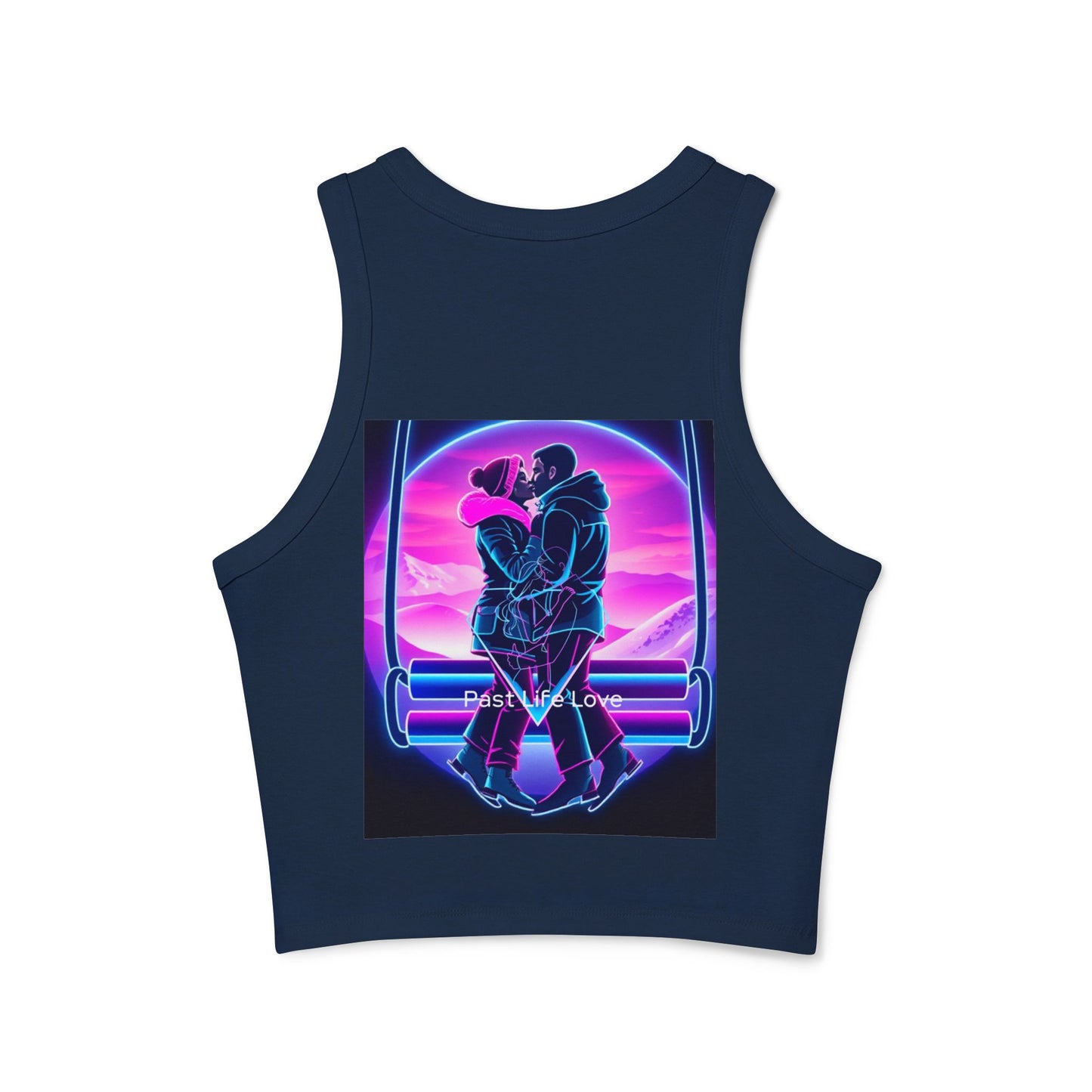 Love Neon Couple Racer Tank Top — Retro Vaporwave Valentine Crop