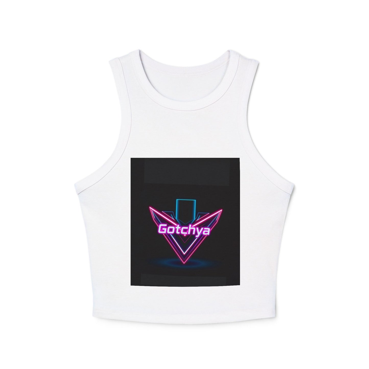 Gotchya Women's Micro Rib Racer Tank Top, Retro Crop Top, Festival Wear, Summer Essential, Workout Shirt, Graphic Tee