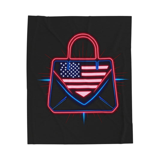 American Pride Velveteen Plush Blanket, Cozy Home Décor, Great for Gifts, Independence Day, Patriotic Display, Soft Throw Blanket
