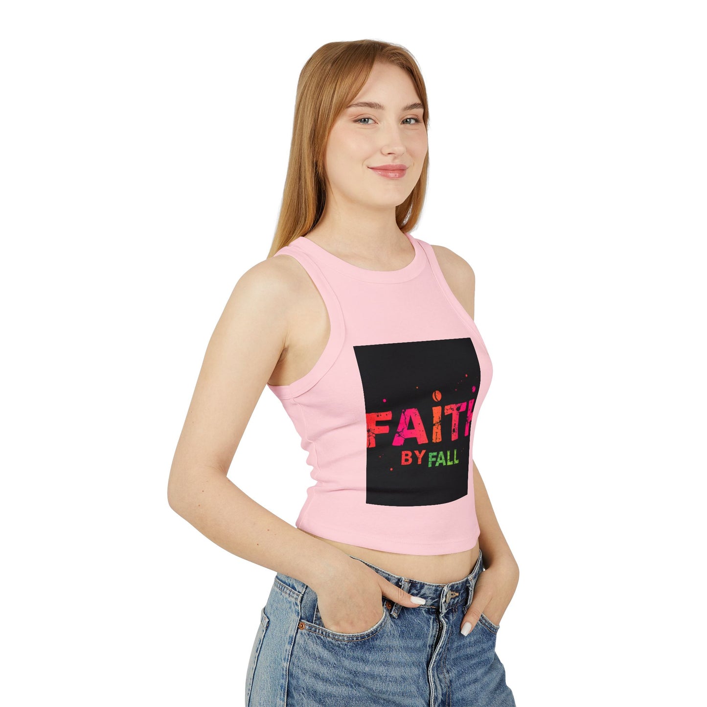 Women's Micro Rib Racer Tank Top - Faith by Fall Design, Casual Summer Wear, Fitness Top, Gift for Her, Trendy Fashion