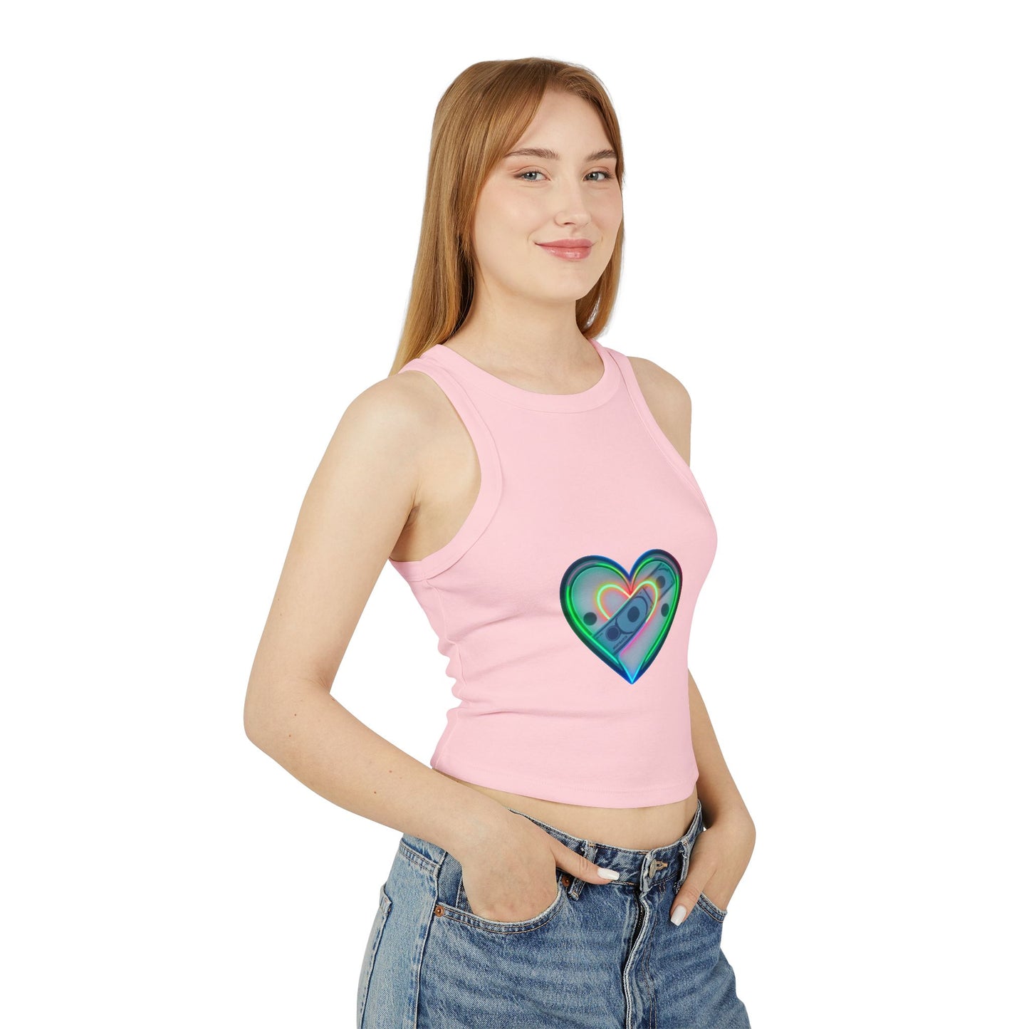 Colorful Heart & Motivational Racer Tank Top, Summer Top, Workout Gear, Fitness Apparel, Inspirational Gift, Casual Fashion