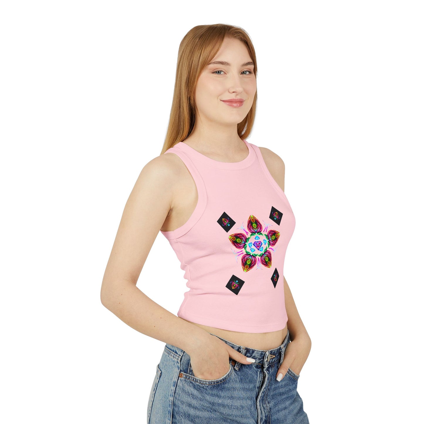 Colorful Graphic Racer Tank Top, Vibrant Summer Top, Festival Apparel, Boho Chic, Casual Wear, Perfect for Concerts, Gift Idea