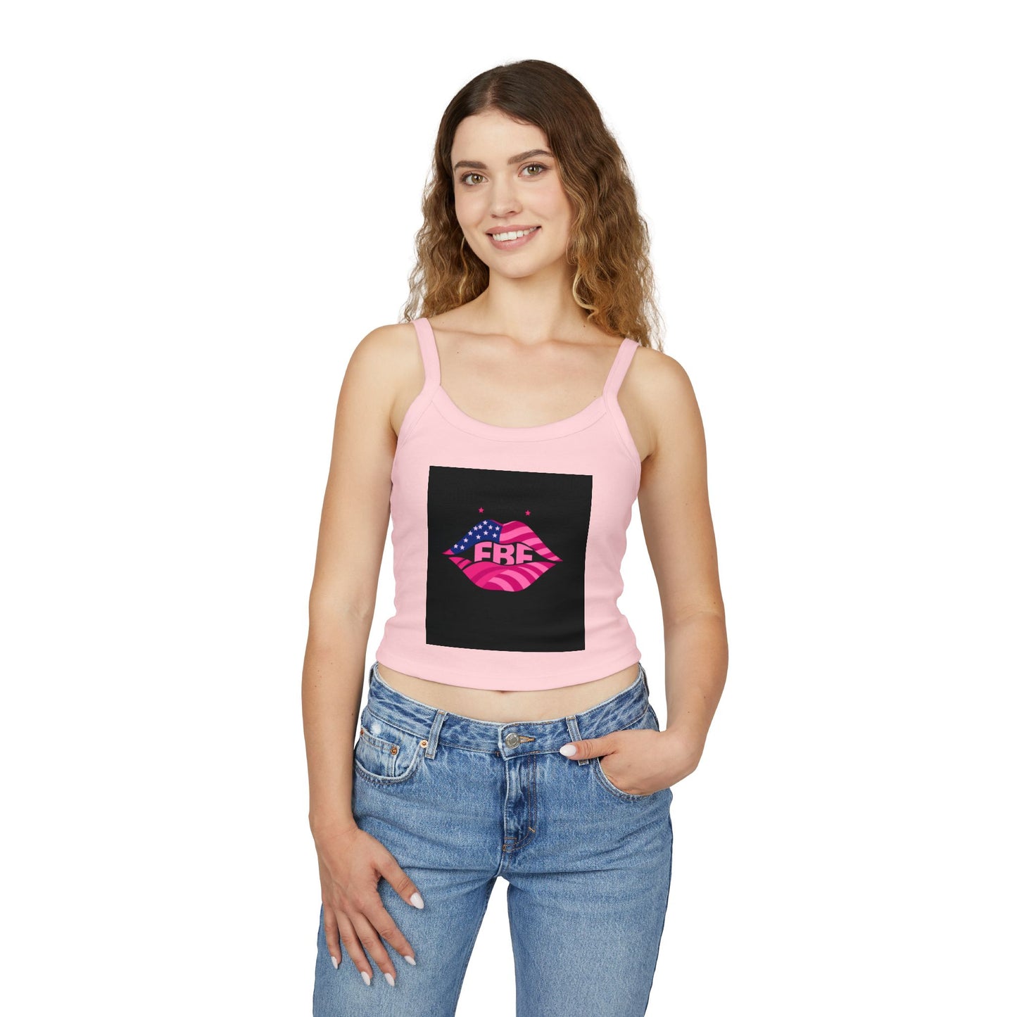 Women's Spaghetti Strap Tank Top - USA Pride Design, Summer Outfit, Festival Wear, Fourth of July Essential, Casual Top, Trendy Apparel