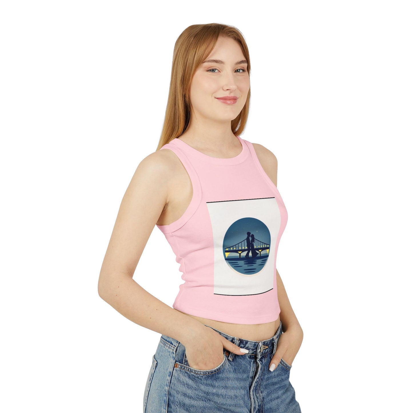 Cozy Women's Micro Rib Racer Tank Top with Bridge Design