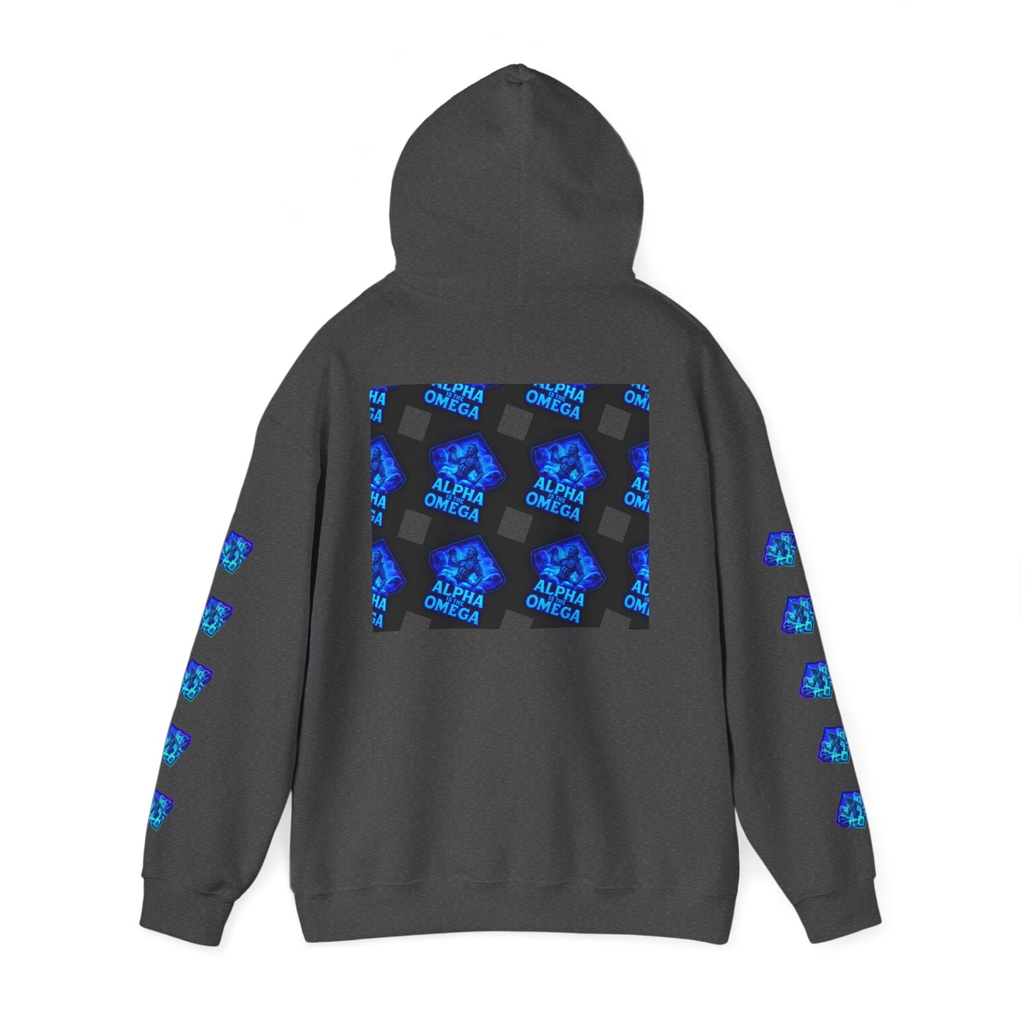 Alpha is the Omega Graphic Hoodie — Blue Retro Logo Pullover