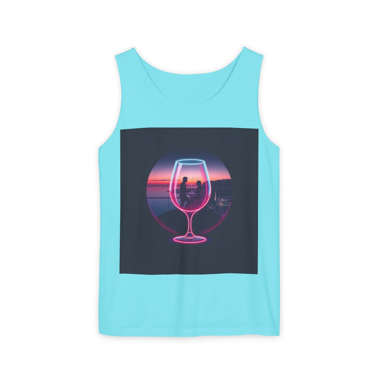 Sunset Vibes Tank Top, Casual Summer Wear, Beach Apparel, Wine Lover Gift, Travel Fashion