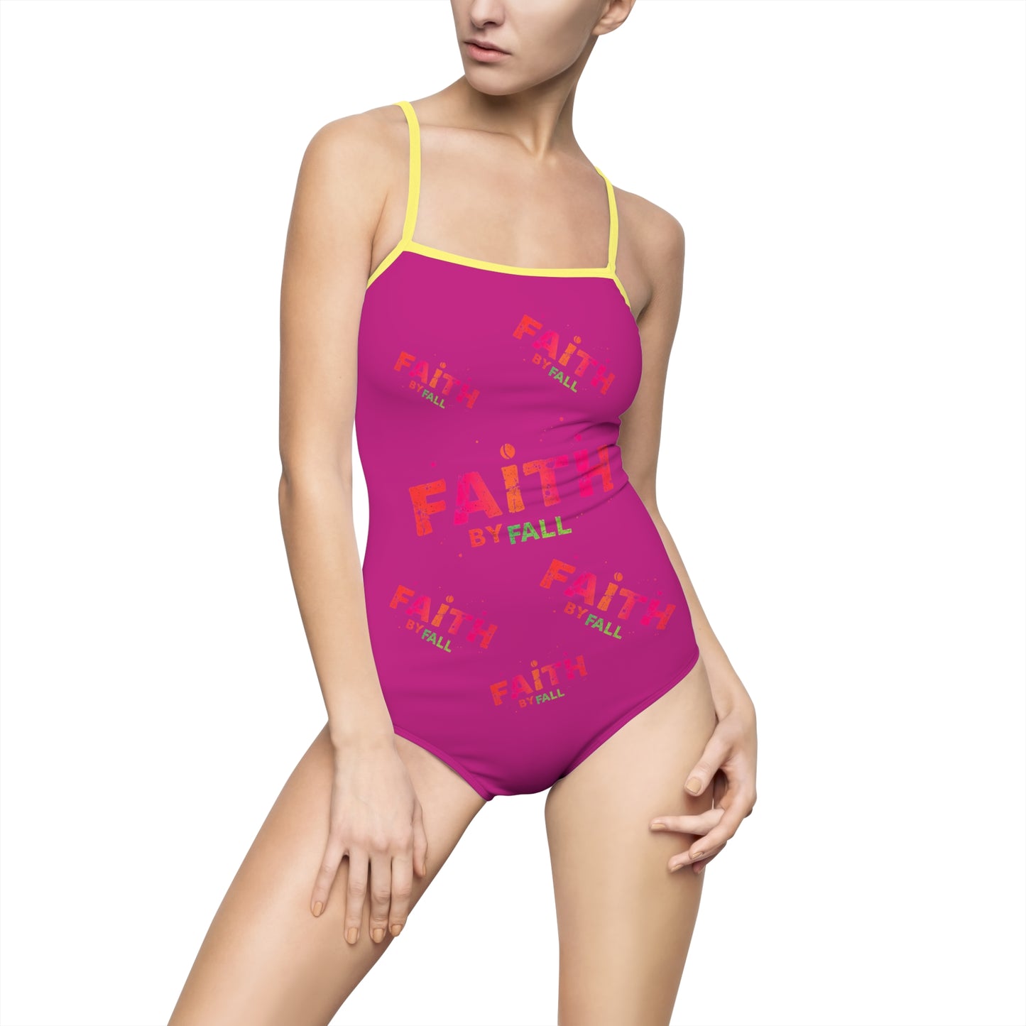 Chic Women's One-Piece Swimsuit - 'Faith' Design for Stylish Beach Days
