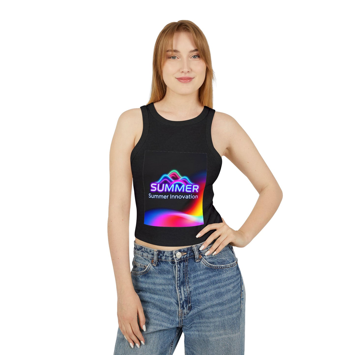 Stylish Summer Racer Tank Top, Trendy Crop Top, Fashionable Sleeveless Shirt, Summer Vibes, Women's Casual Wear, Gift for Her
