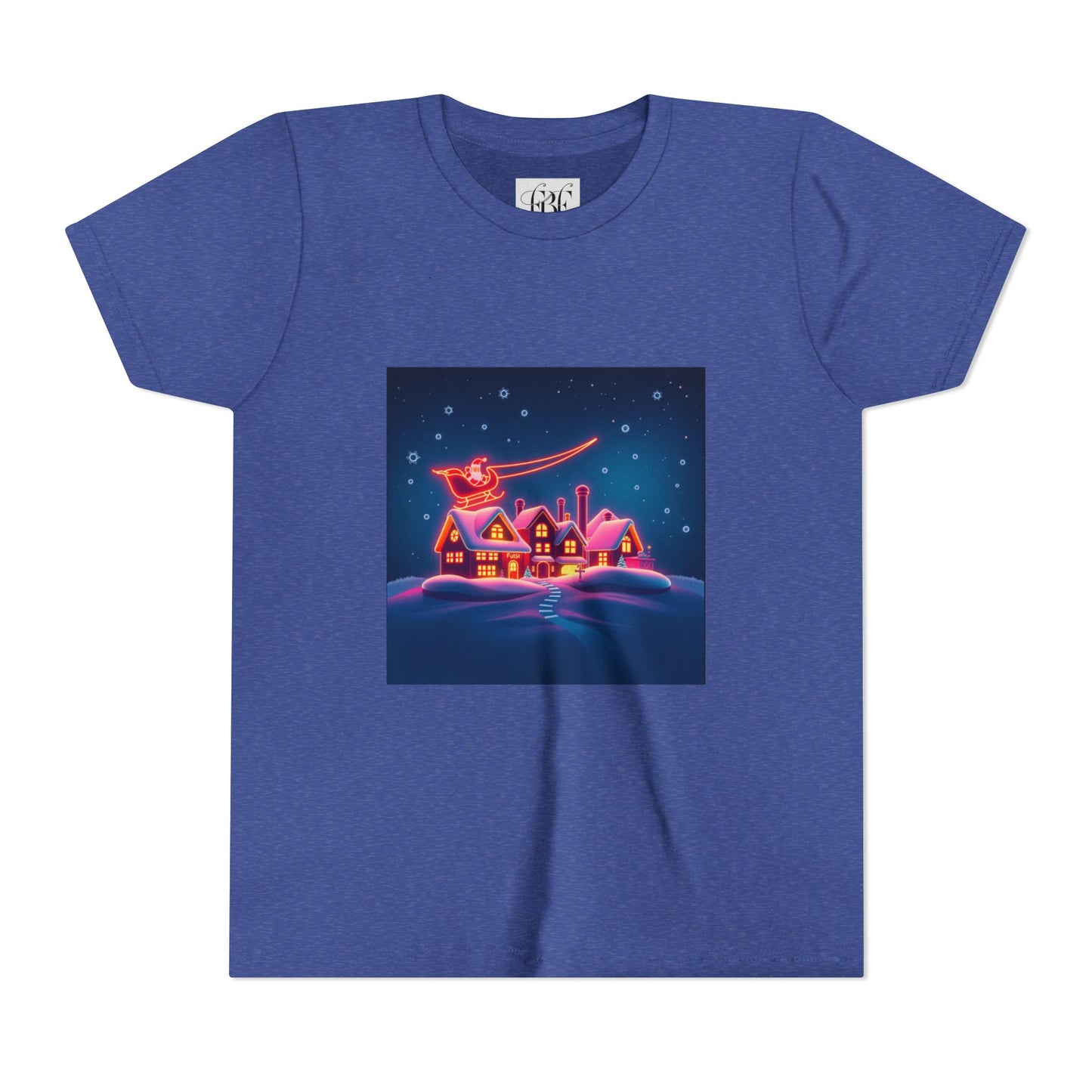 Neon Winter Village Youth Tee — Magical Snowy Night Kids T-Shirt