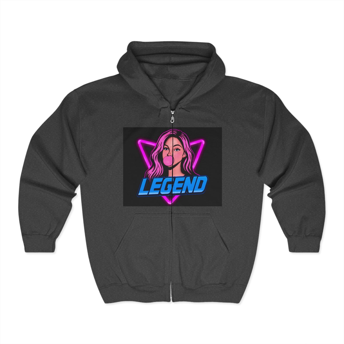Legendary Love Zip Hoodie, Unisex Graphic Sweatshirt, Cozy Gift for Music Lovers, Valentine's Day Apparel, Trendy Casual Wear