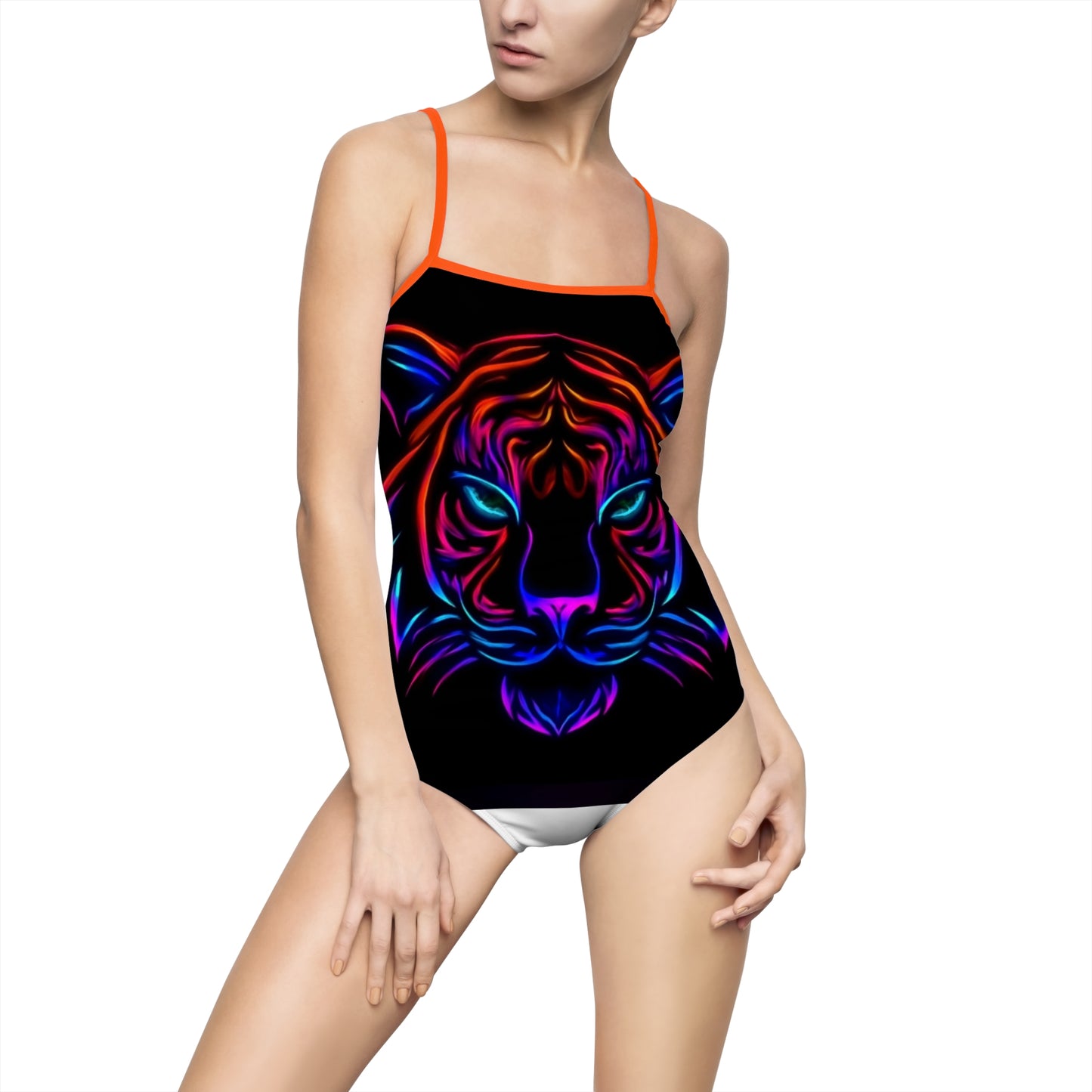Neon Tiger One-Piece Swimsuit | Vibrant Swimwear, Summer Beachwear, Party Outfit, Swim Team Gear, Vacation Must-Have