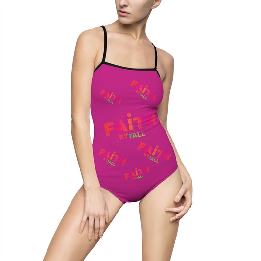 Chic Women's One-Piece Swimsuit - 'Faith' Design for Stylish Beach Days