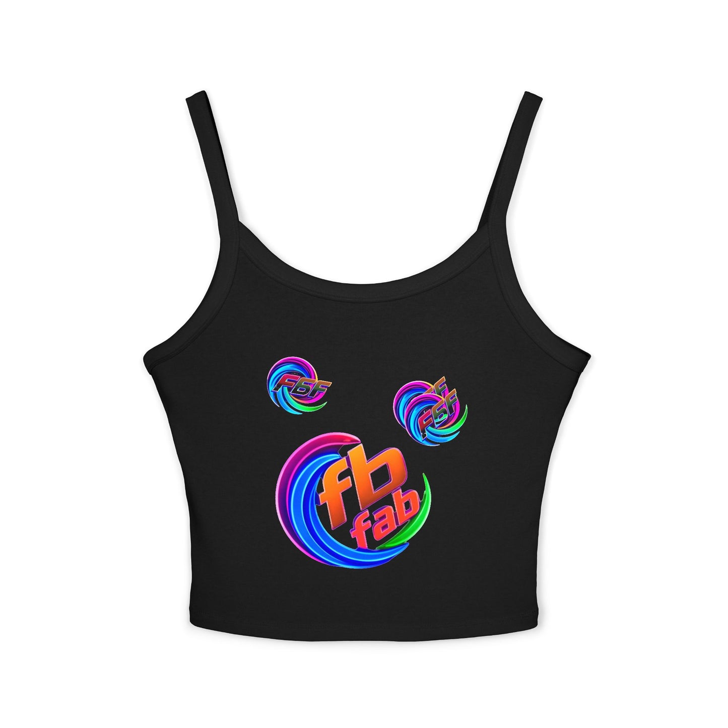 Women's Crop Tank Top — Colorful 'fb fab' Retro Swirl Graphic
