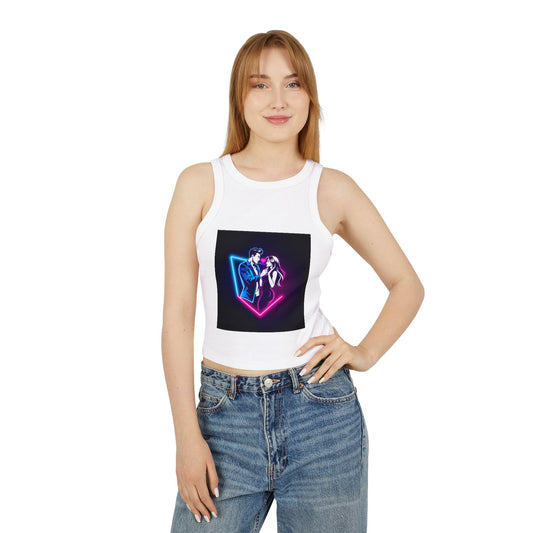 Neon Love Graphic Tank Top, Women's Racerback Shirt, Perfect for Date Night, Festival Wear, Summer Style, Valentine's Day Gift