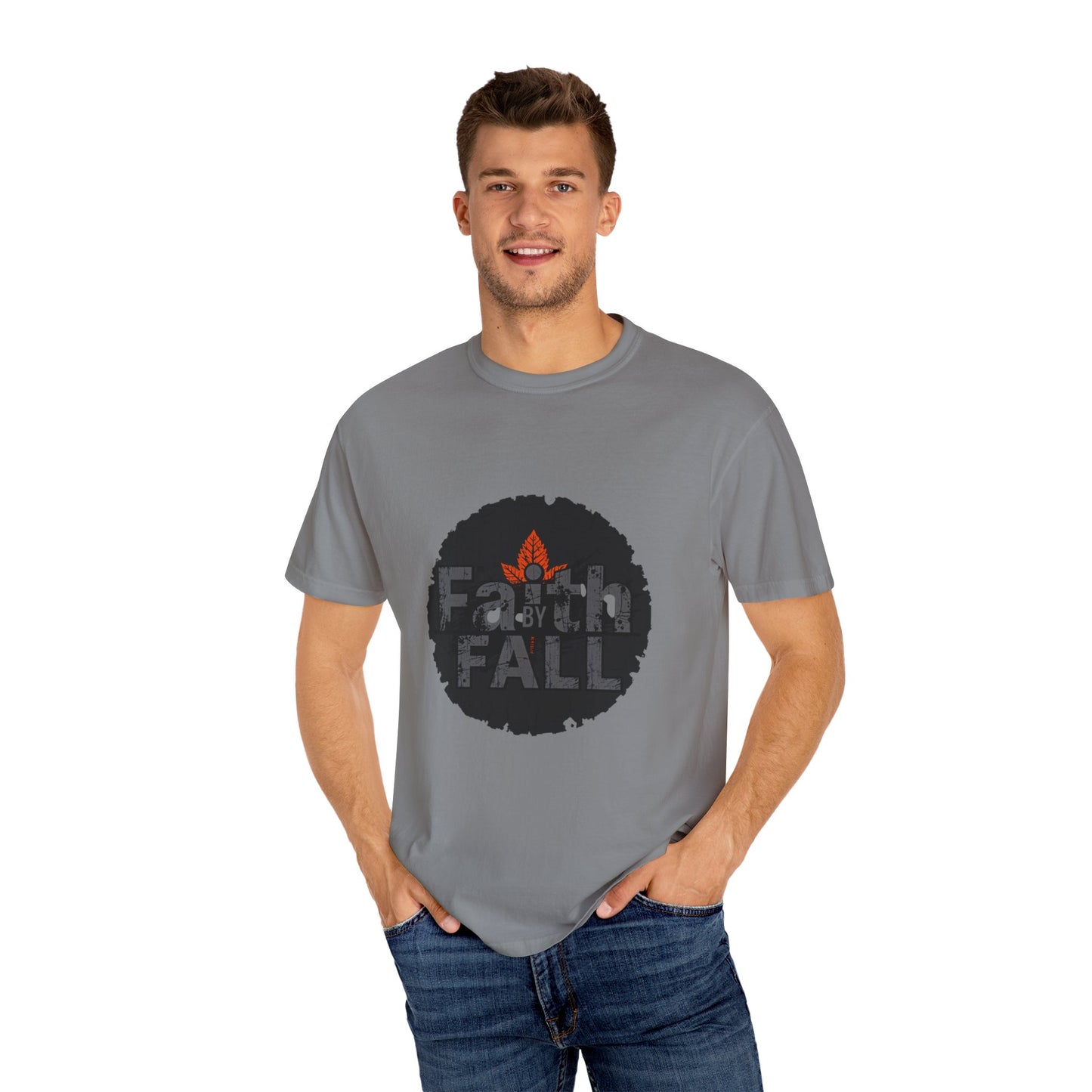 Faith by Fall Unisex Garment-Dyed T-Shirt, Cozy Casual Wear, Autumn Style Top, Inspirational Tee, Fall Fashion, Gift for Him/Her