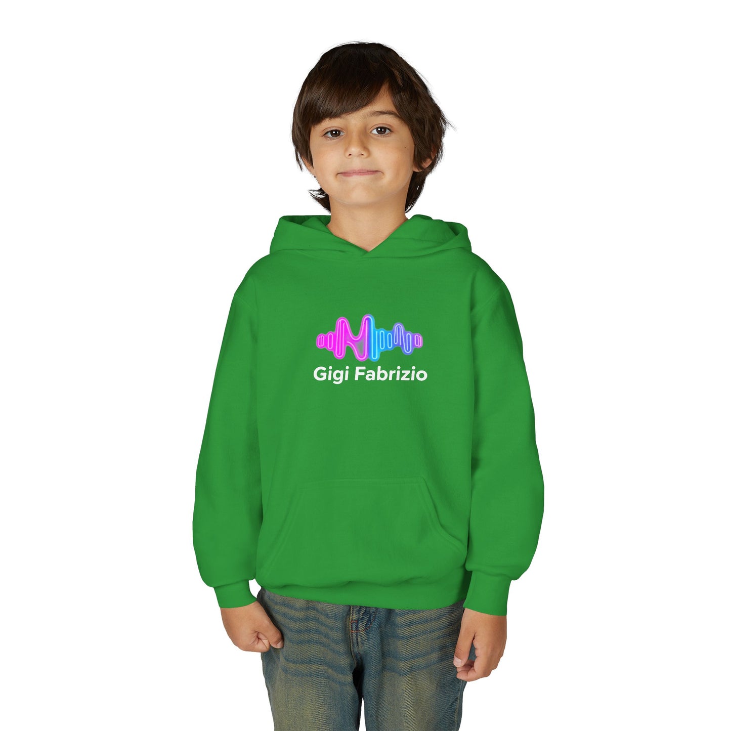 Youth Hoodie with Pastel Soundwave & FBF Back Print – Cute Music Graphic Pullover