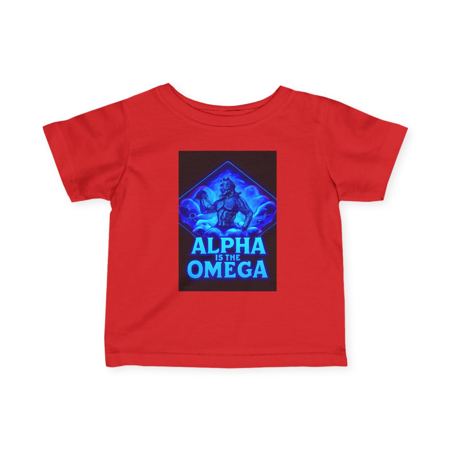 Infant Tee — "Alpha Is the Omega" Neon Christian Baby Shirt