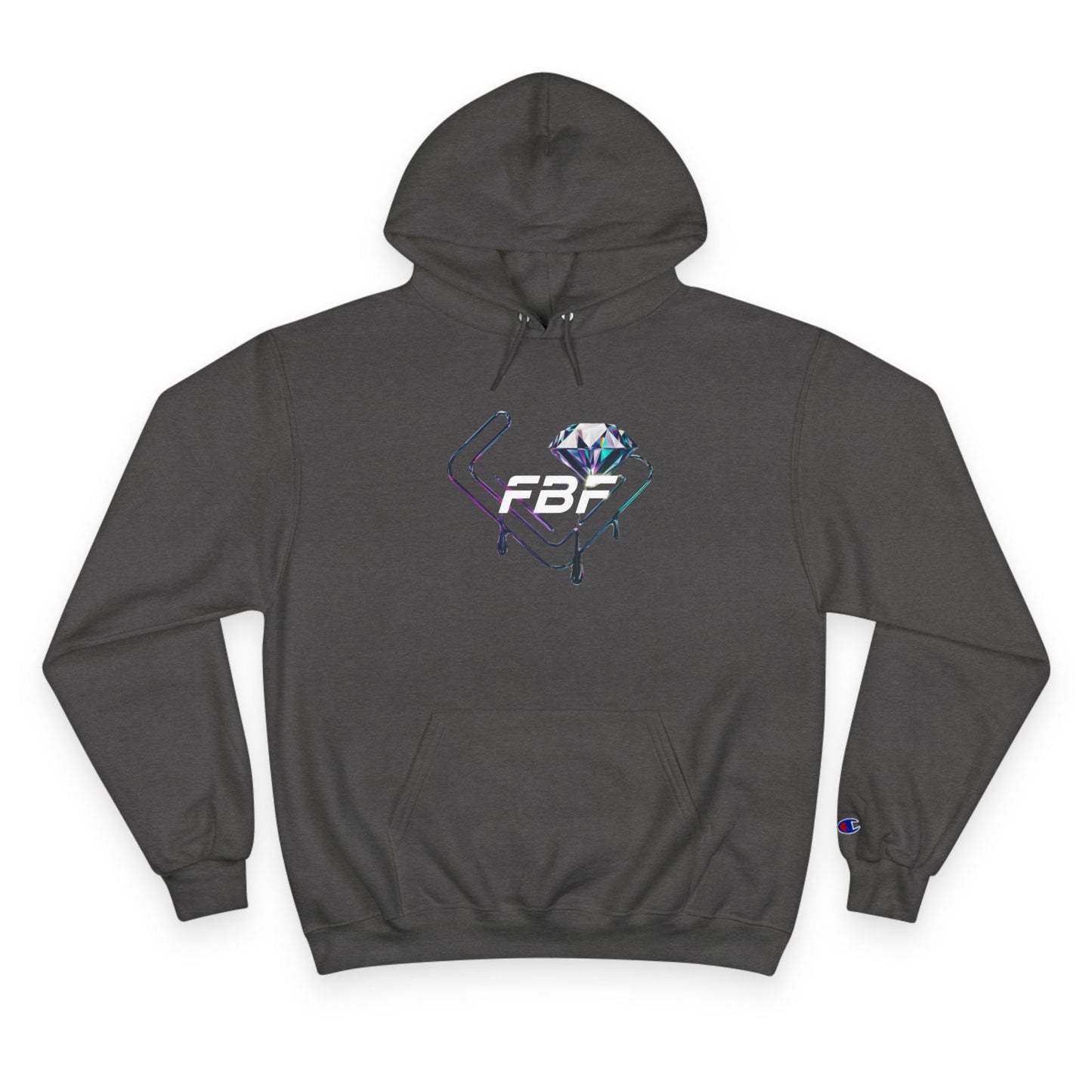 Fbf diamond Champion Hoodie — Dripping Diamond Heart Graphic Pullover