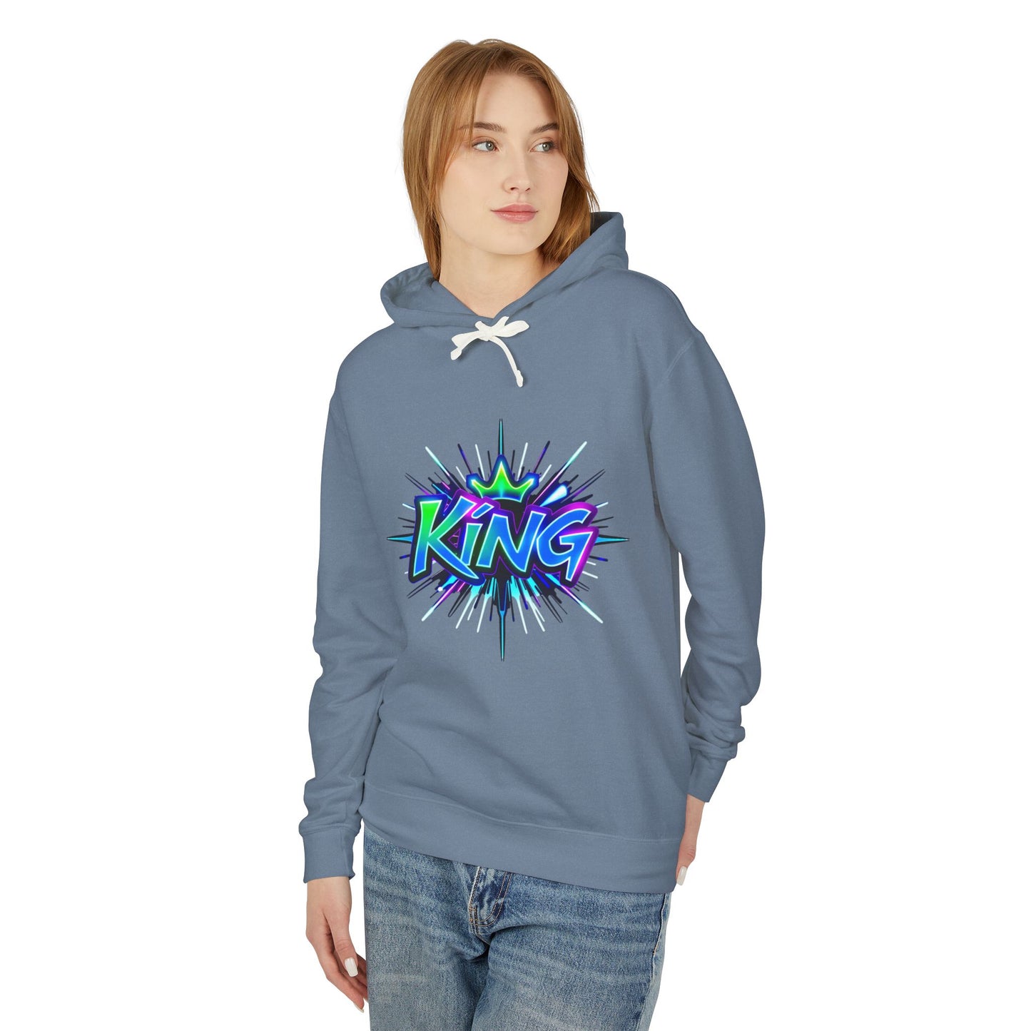 Colorful King Hoodie for Trendy Casual Wear, Unisex Lightweight Sweatshirt for Men & Women, Perfect Gift for Birthdays, Hip Hop Vibes, [...]