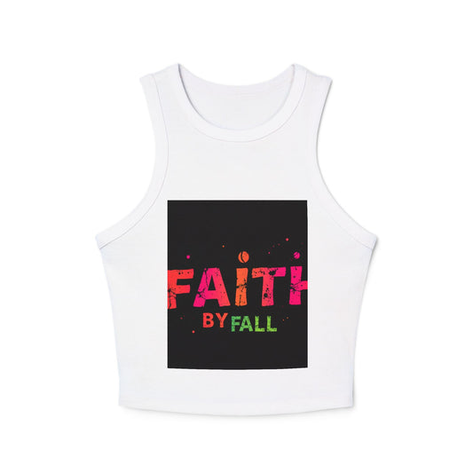 Women's Micro Rib Racer Tank Top - Faith by Fall Design, Casual Summer Wear, Fitness Top, Gift for Her, Trendy Fashion