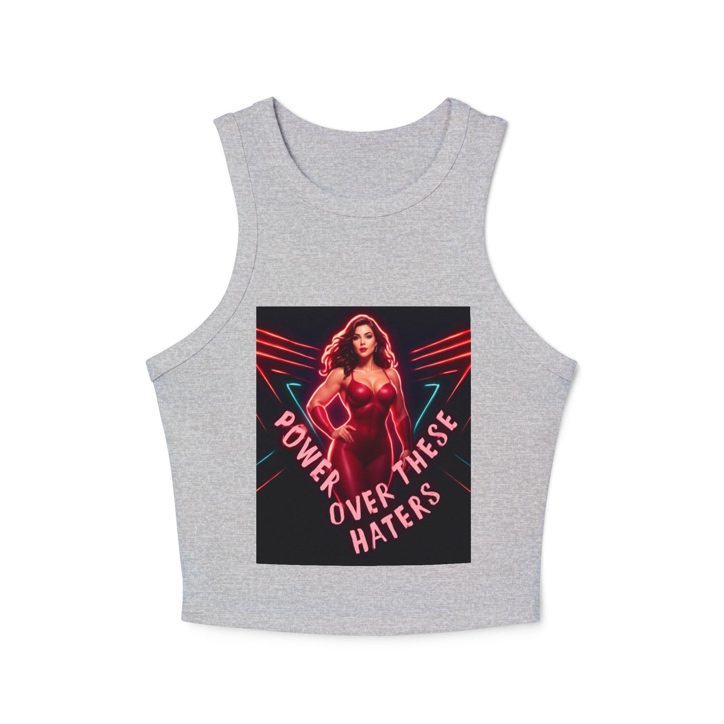 Power Over These Haters Racer Tank Top — FBF Neon Graphic Crop
