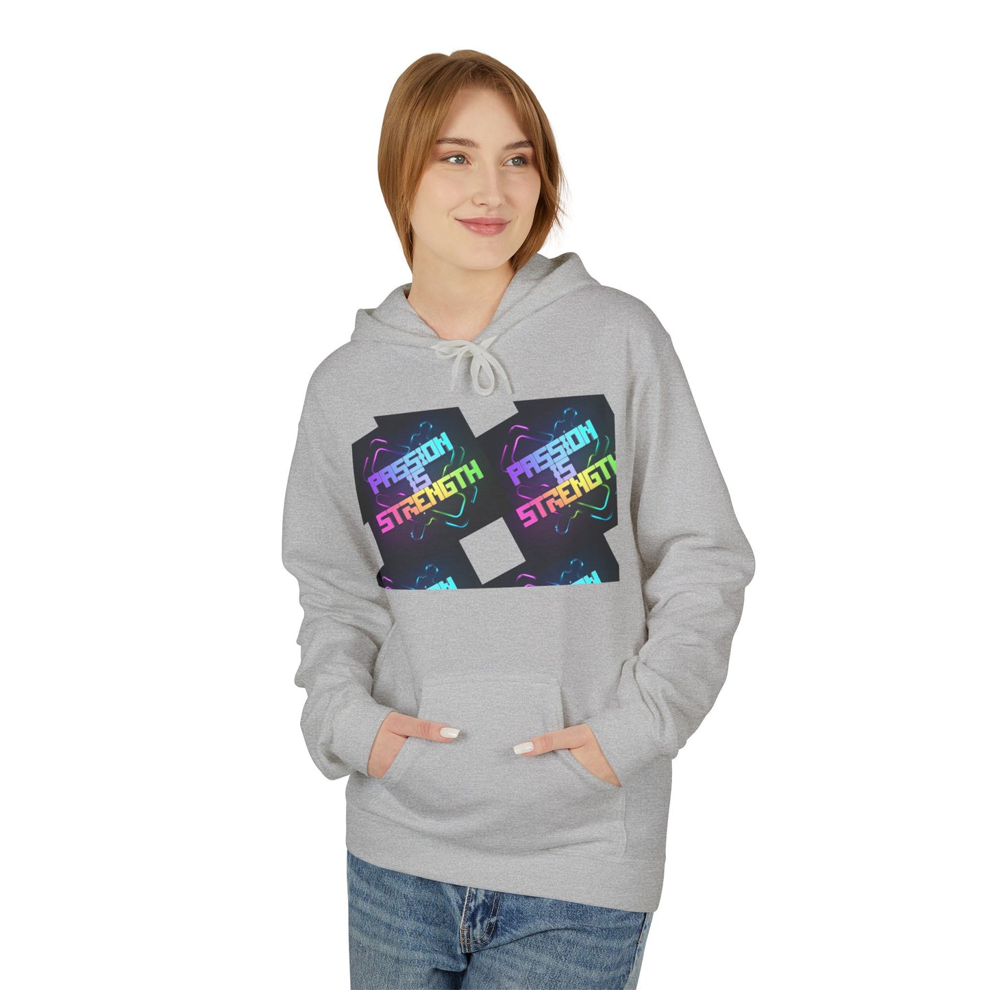 Passion is Strength Graphic Hoodie — Retro Rainbow Tombstone Design