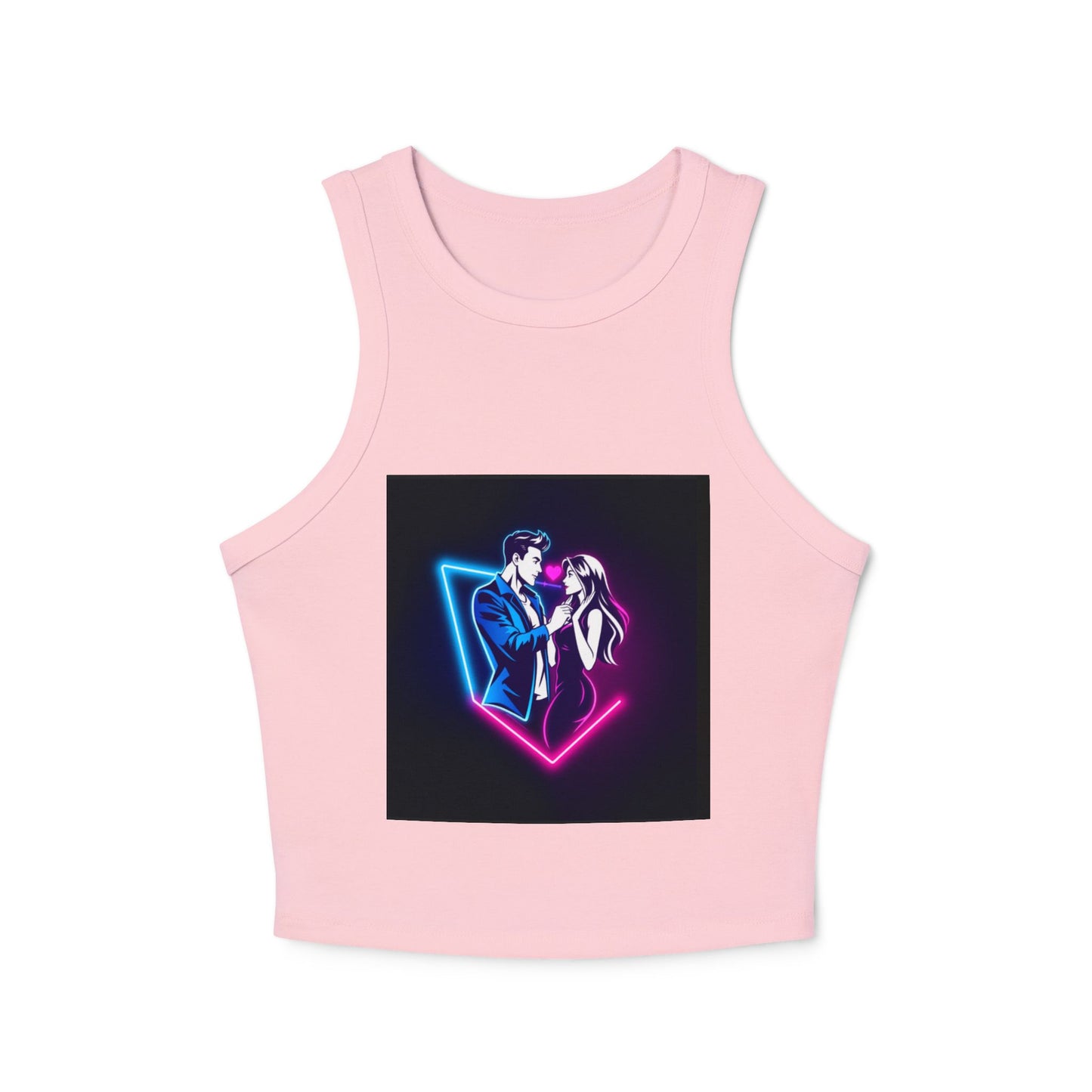 Neon Love Graphic Tank Top, Women's Racerback Shirt, Perfect for Date Night, Festival Wear, Summer Style, Valentine's Day Gift