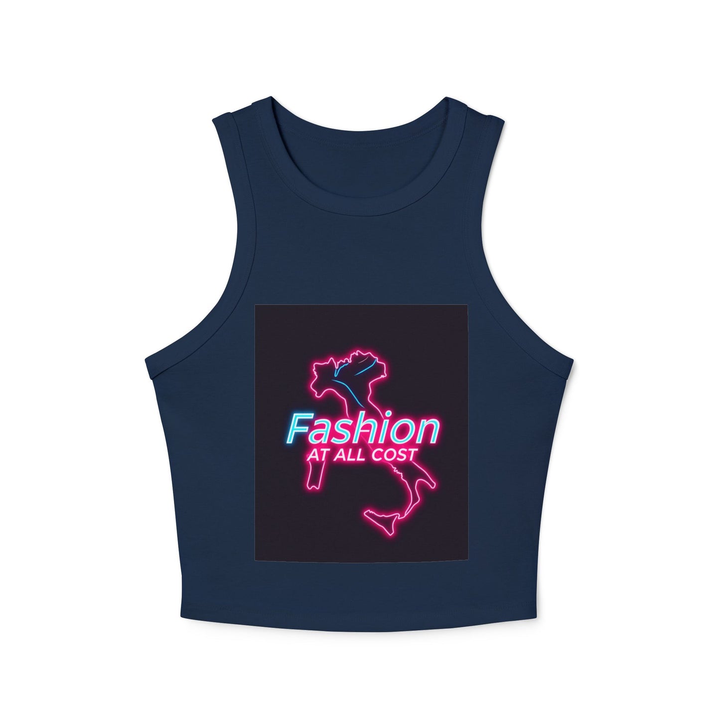Trendy Women's Racer Tank Top with Neon Design, Summer Casual Top, Fashion Statement Shirt, Gift for Fashion Lovers, Stylish Workout Apparel