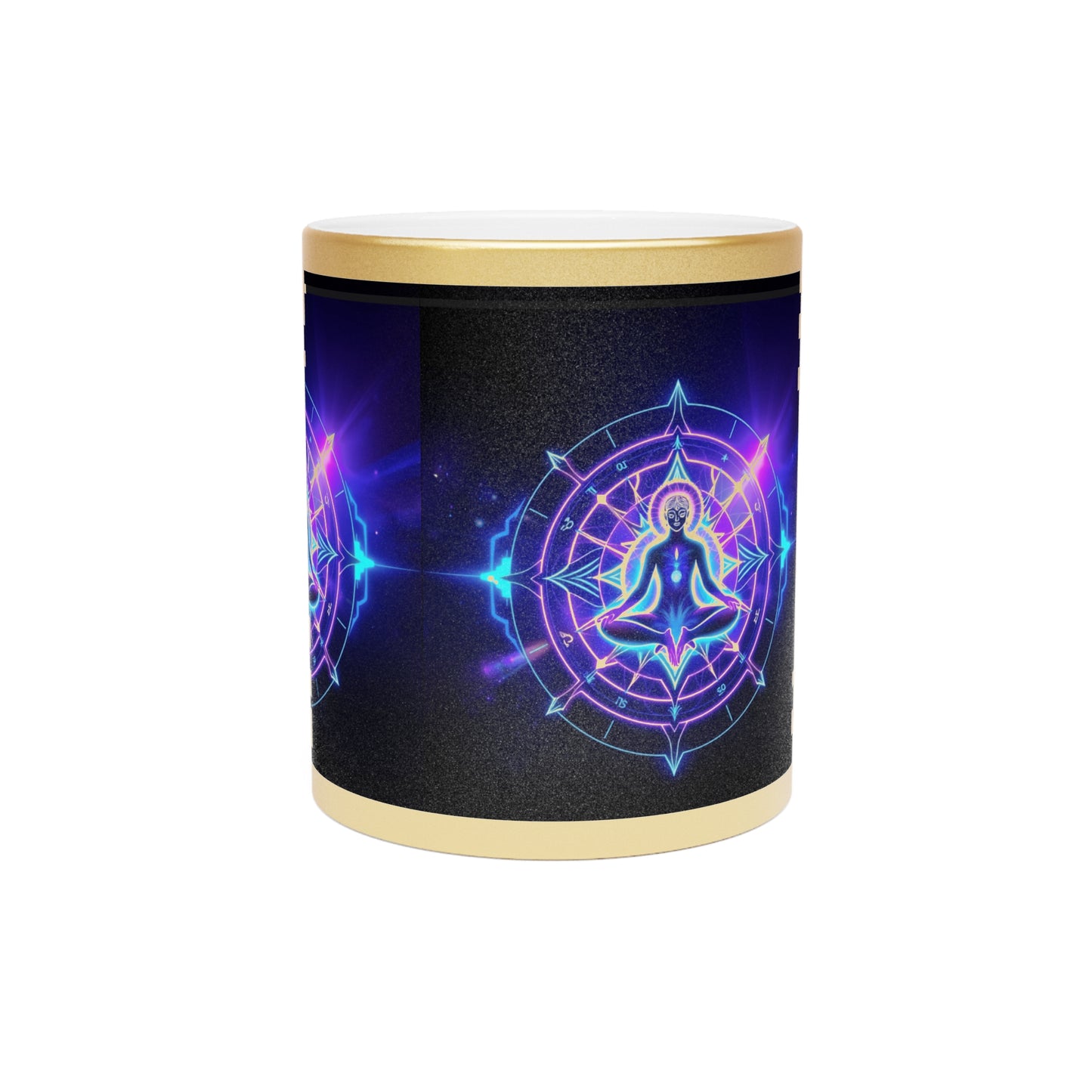 Spiritual Metallic Mug - Meditation Design, Cosmic Coffee Cup, Chakra Gift, Unique Tea Mug, Mindfulness Decor