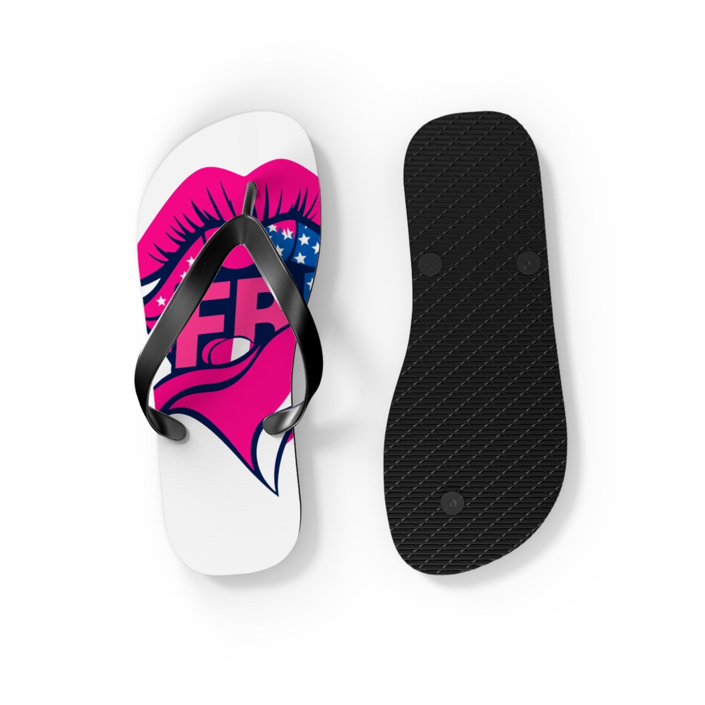 Patriotic Flip Flops with Kiss Design | Fun Summer Footwear, Vacation Sandals, Memorial Day, 4th of July, Beachwear