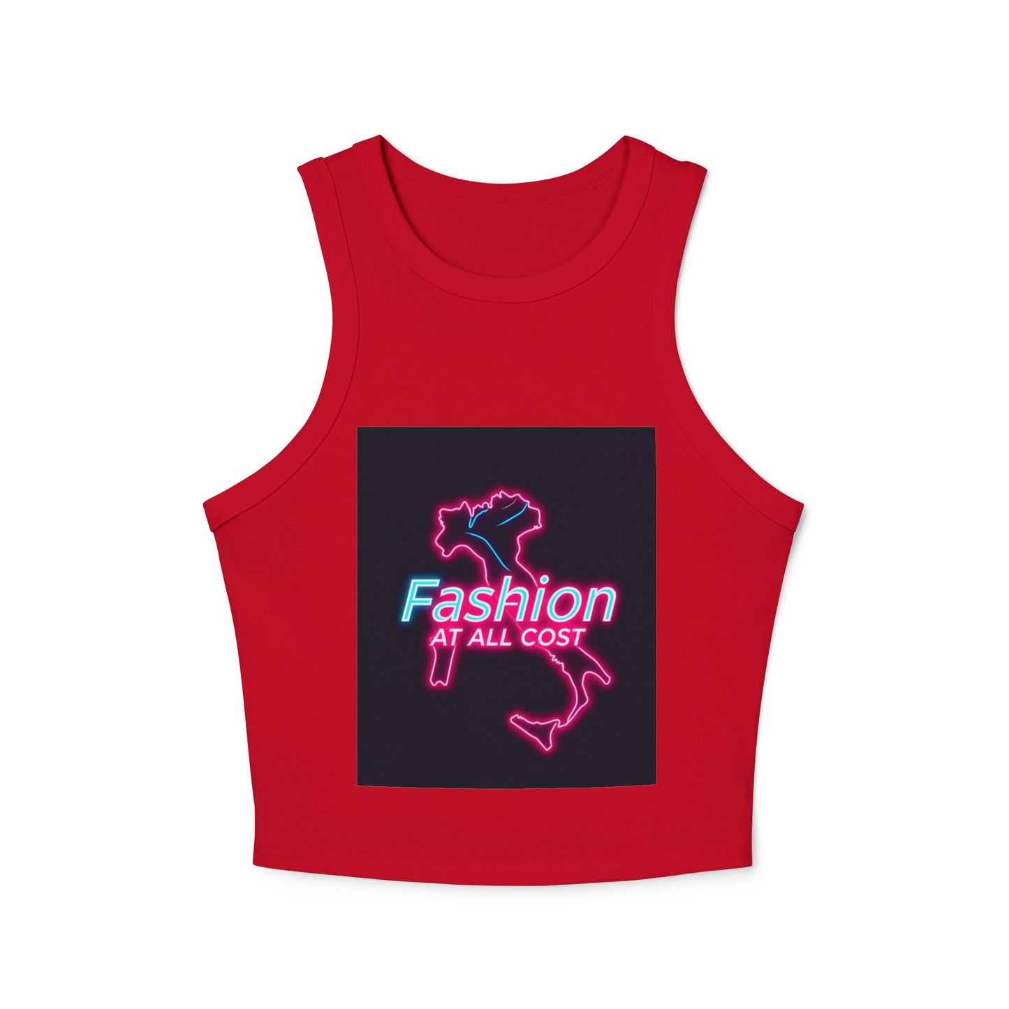 Trendy Women's Racer Tank Top with Neon Design, Summer Casual Top, Fashion Statement Shirt, Gift for Fashion Lovers, Stylish Workout Apparel