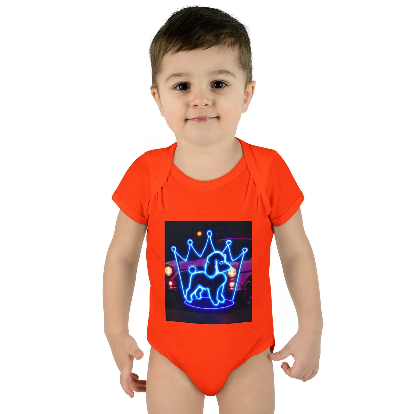 Neon Dog Crown Baby Bodysuit, Cute Infant Outfit, Baby Shower Gift, Newborn Clothes, Pet Lover Apparel, Birthday Gift for Baby