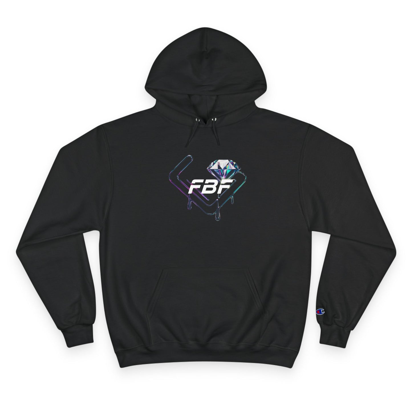 Fbf diamond Champion Hoodie — Dripping Diamond Heart Graphic Pullover