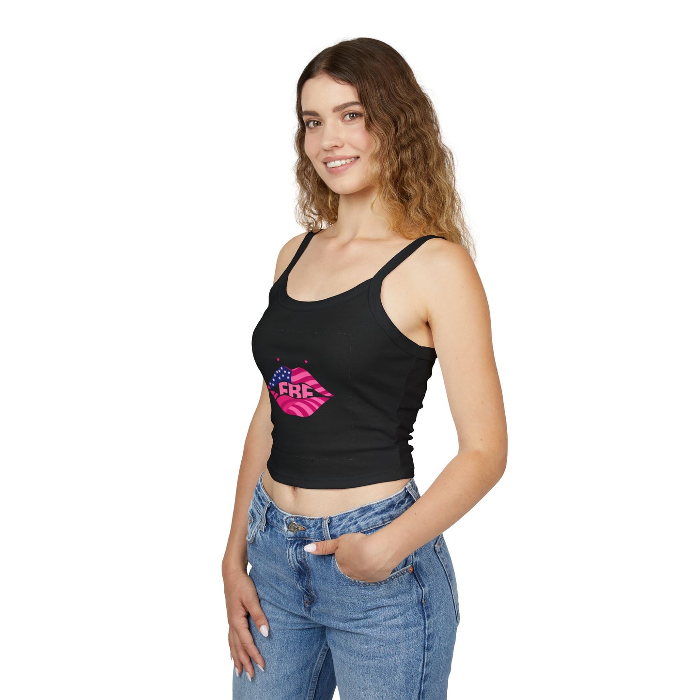 Women's Spaghetti Strap Tank Top - USA Pride Design, Summer Outfit, Festival Wear, Fourth of July Essential, Casual Top, Trendy Apparel