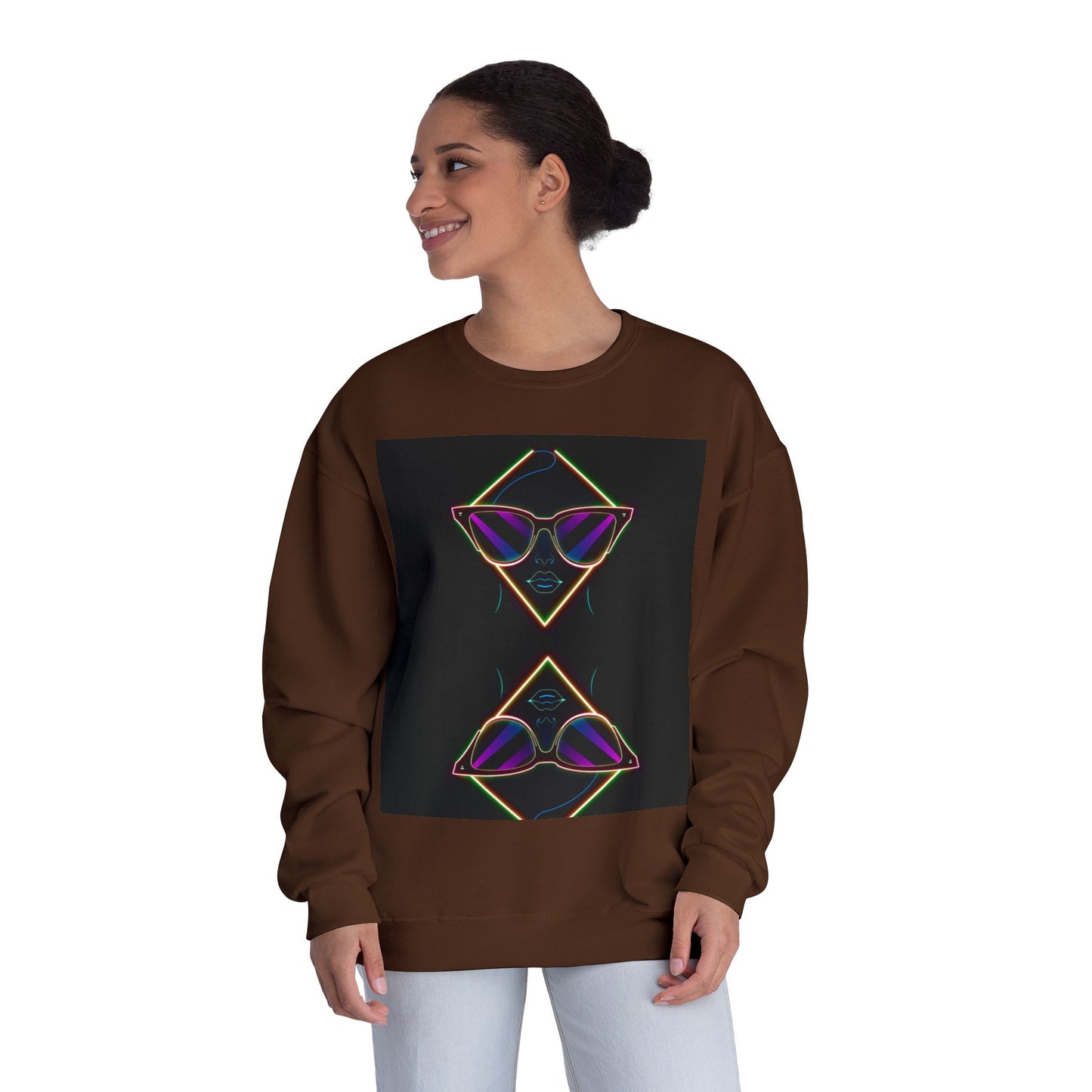 Retro Vibes Crewneck Sweatshirt with Sunglasses Design