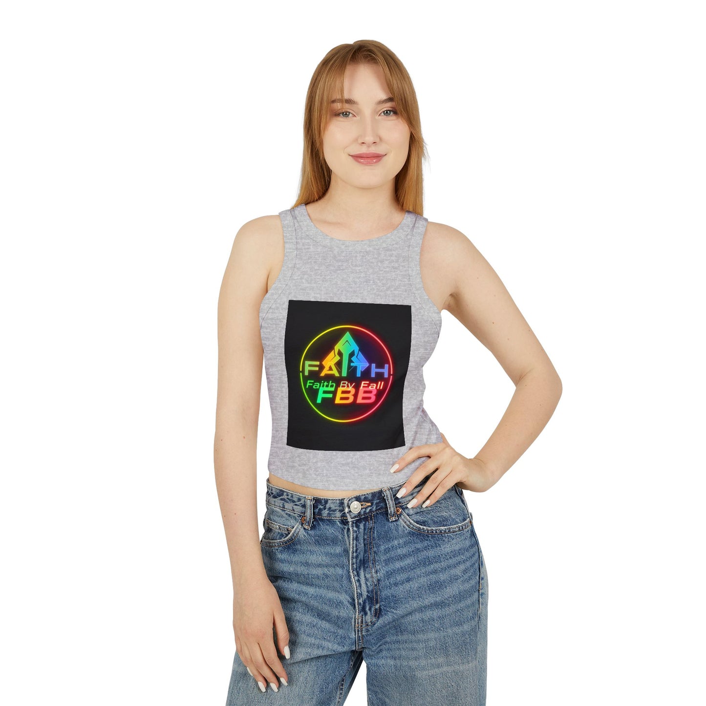 Faith by Fall Racer Tank Top - Stylish Summer Crop Top, Casual Wear, Inspirational Gift, Festival Outfit, Workout Top