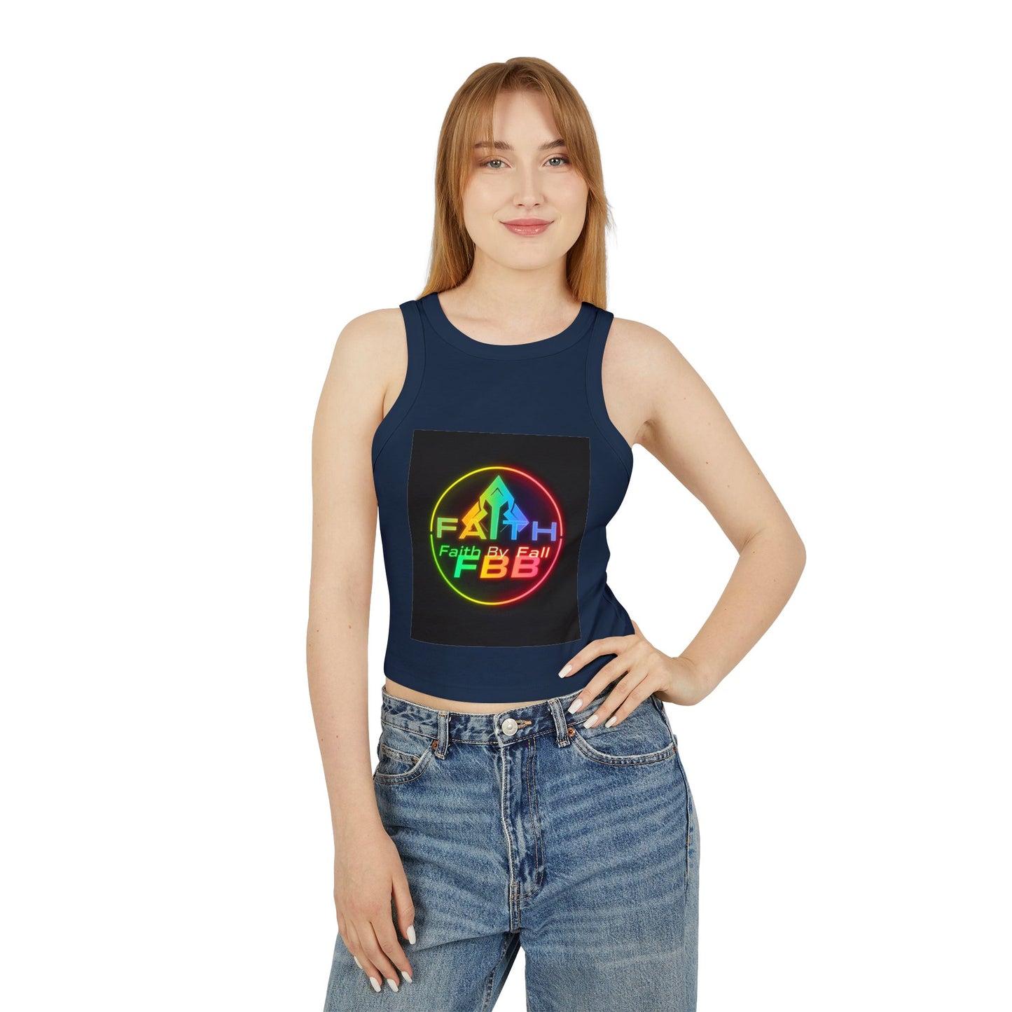 Faith by Fall Racer Tank Top - Stylish Summer Crop Top, Casual Wear, Inspirational Gift, Festival Outfit, Workout Top