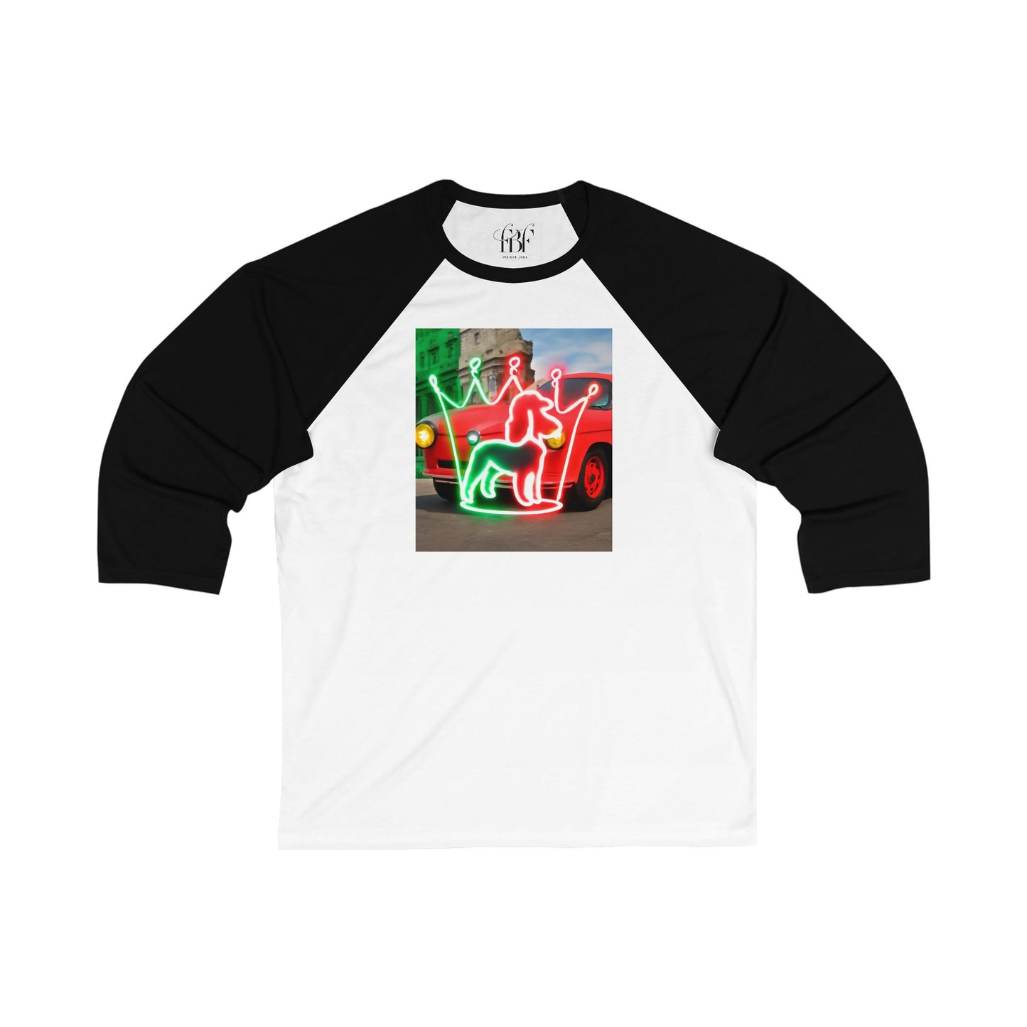 Festive Unisex Baseball Tee with Neon Holiday Design, Casual Tee, Holiday Apparel, Gift Idea, Christmas Shirt, Unisex Fashion
