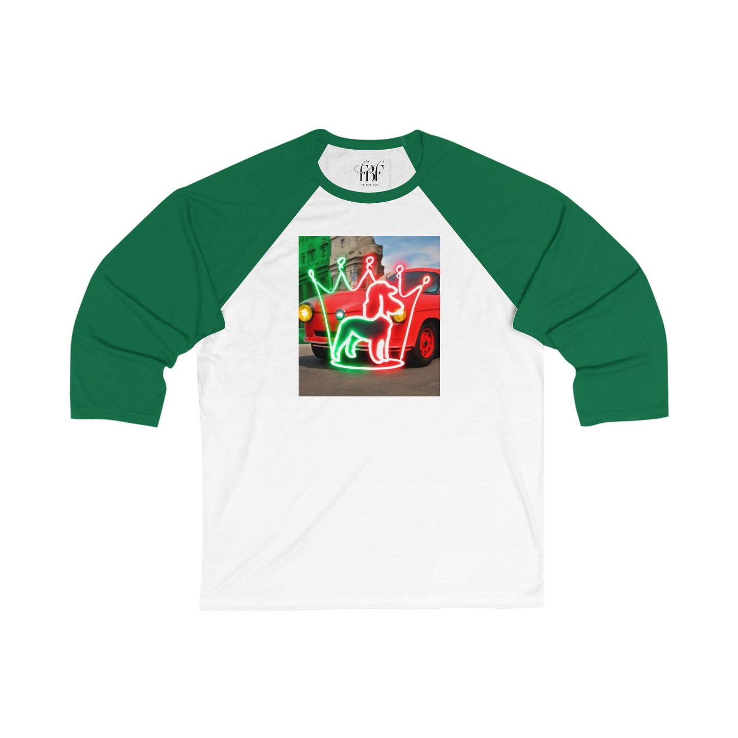 Festive Unisex Baseball Tee with Neon Holiday Design, Casual Tee, Holiday Apparel, Gift Idea, Christmas Shirt, Unisex Fashion