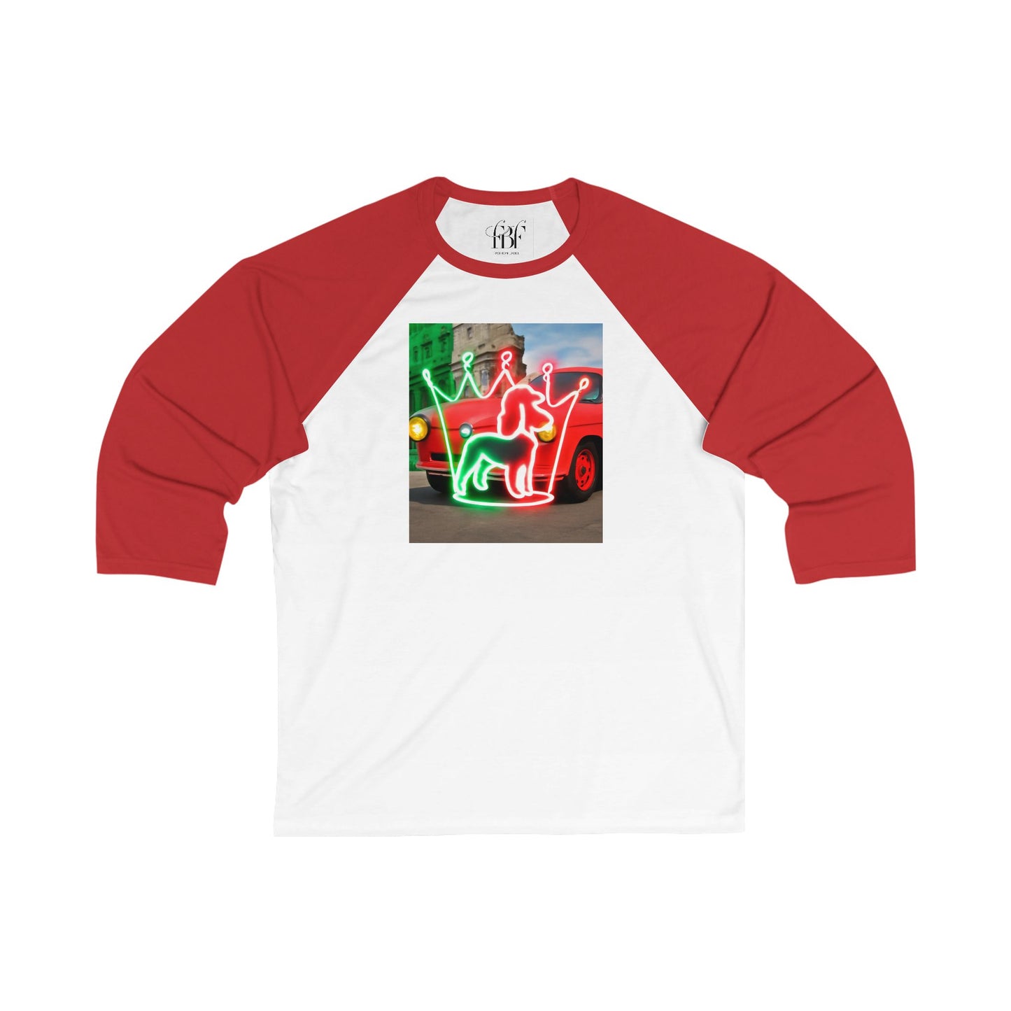 Festive Unisex Baseball Tee with Neon Holiday Design, Casual Tee, Holiday Apparel, Gift Idea, Christmas Shirt, Unisex Fashion